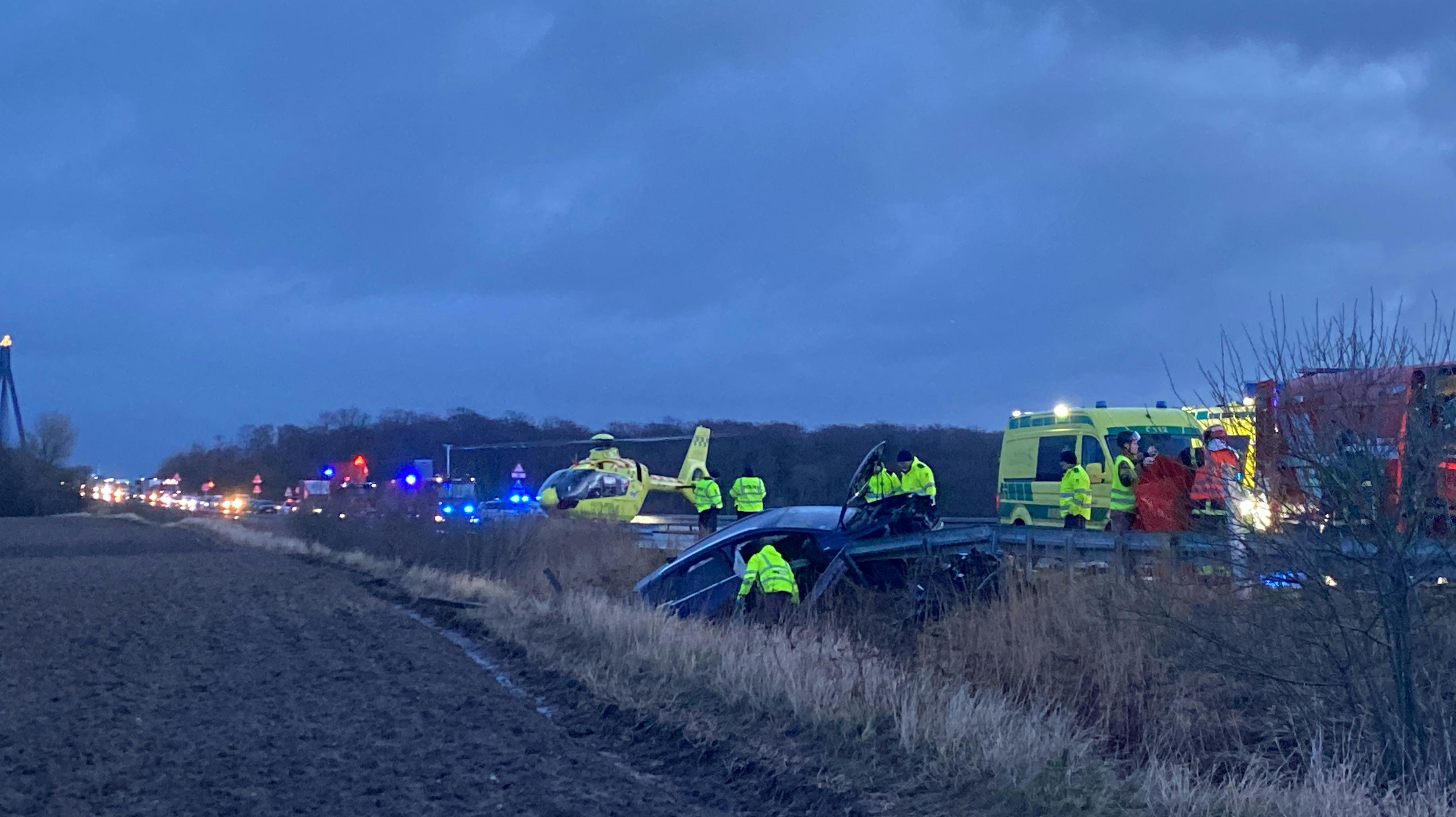 Sydmotorvejen mellem Farø og Nørre Alslev er i øjeblikket spærret. 