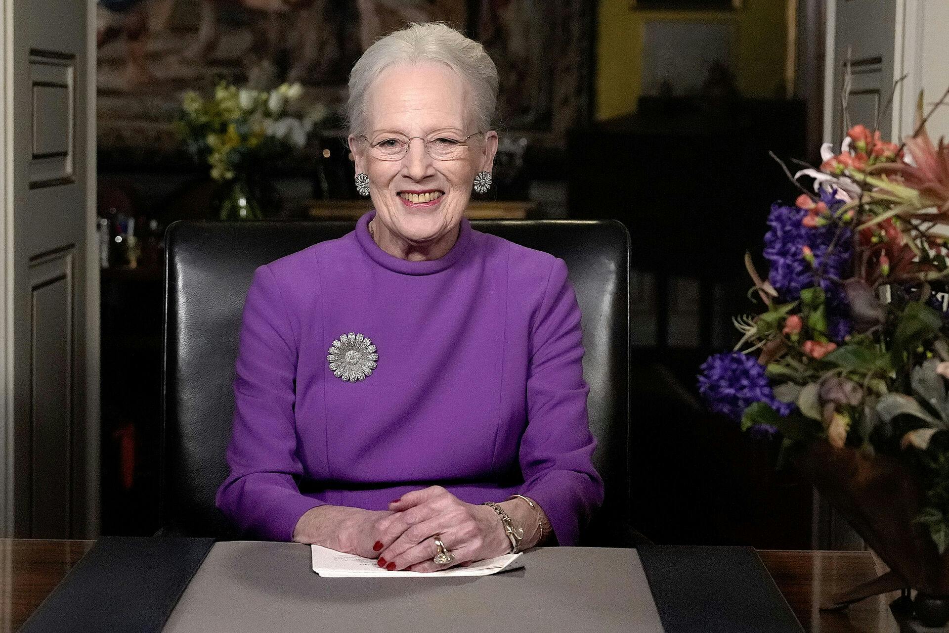 Dronning Margrethe II holder nytårstale fra Christian IX's Palæ, Amalienborg Slot, i København, søndag den 31. december 2023. (Foto: Keld Navntoft Ritzau/Scanpix)