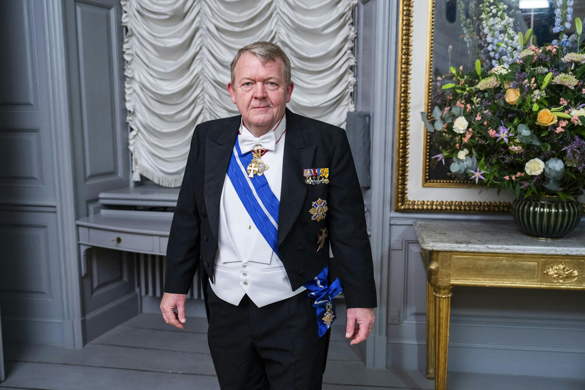 Lars Løkke Rasmussen var blandt gæsterne til årets nytårstaffel på Amalienborg mandag aften.