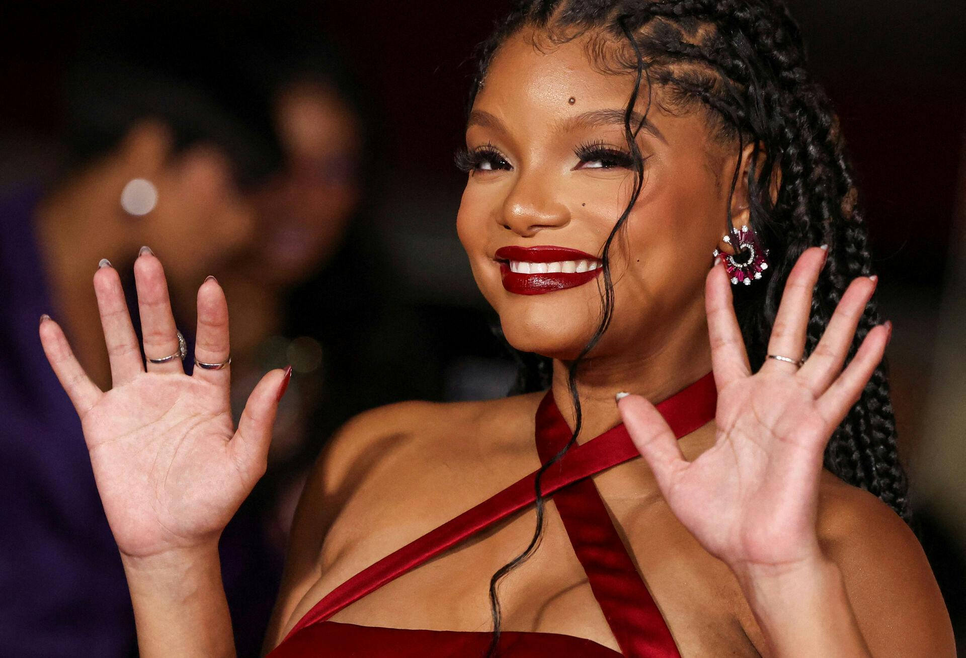 Cast member Halle Bailey poses as she attends a premiere for the film "The Color Purple" in Los Angeles, California, U.S., December 6, 2023. REUTERS/Mario Anzuoni