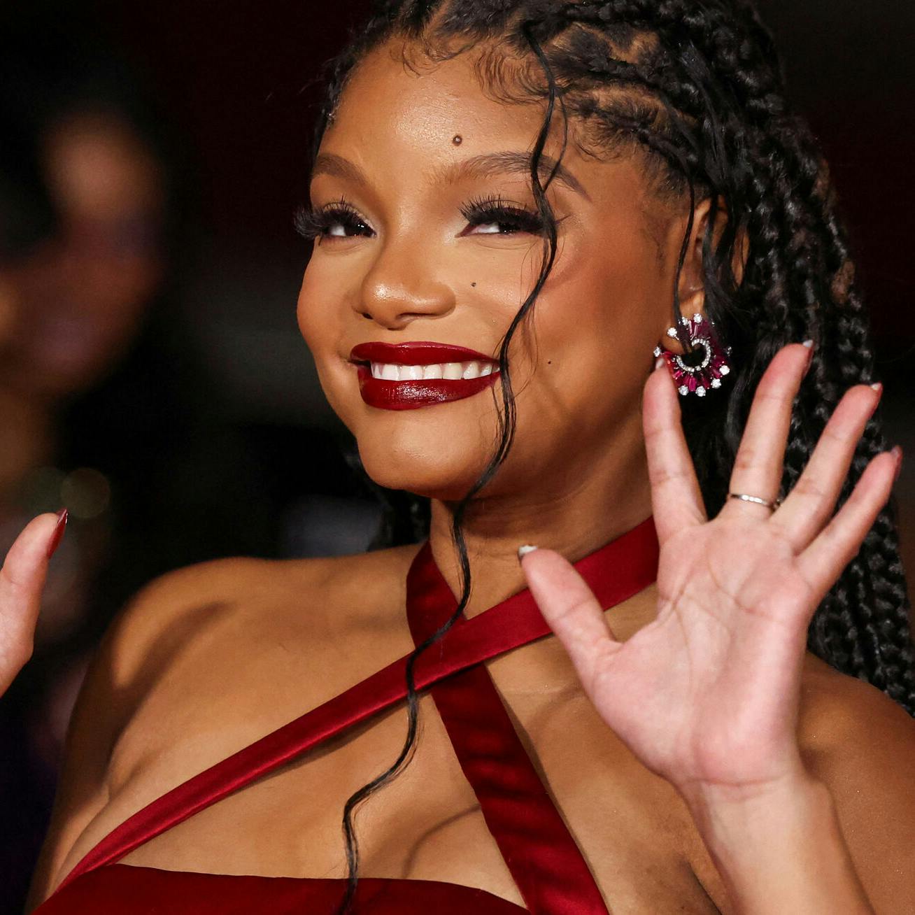 Cast member Halle Bailey poses as she attends a premiere for the film "The Color Purple" in Los Angeles, California, U.S., December 6, 2023. REUTERS/Mario Anzuoni