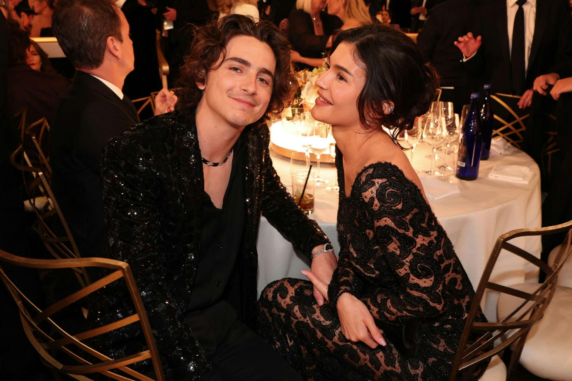 Timothee Chalamet og Kylie Jenner til søndagens Golden Globes-uddeling. 