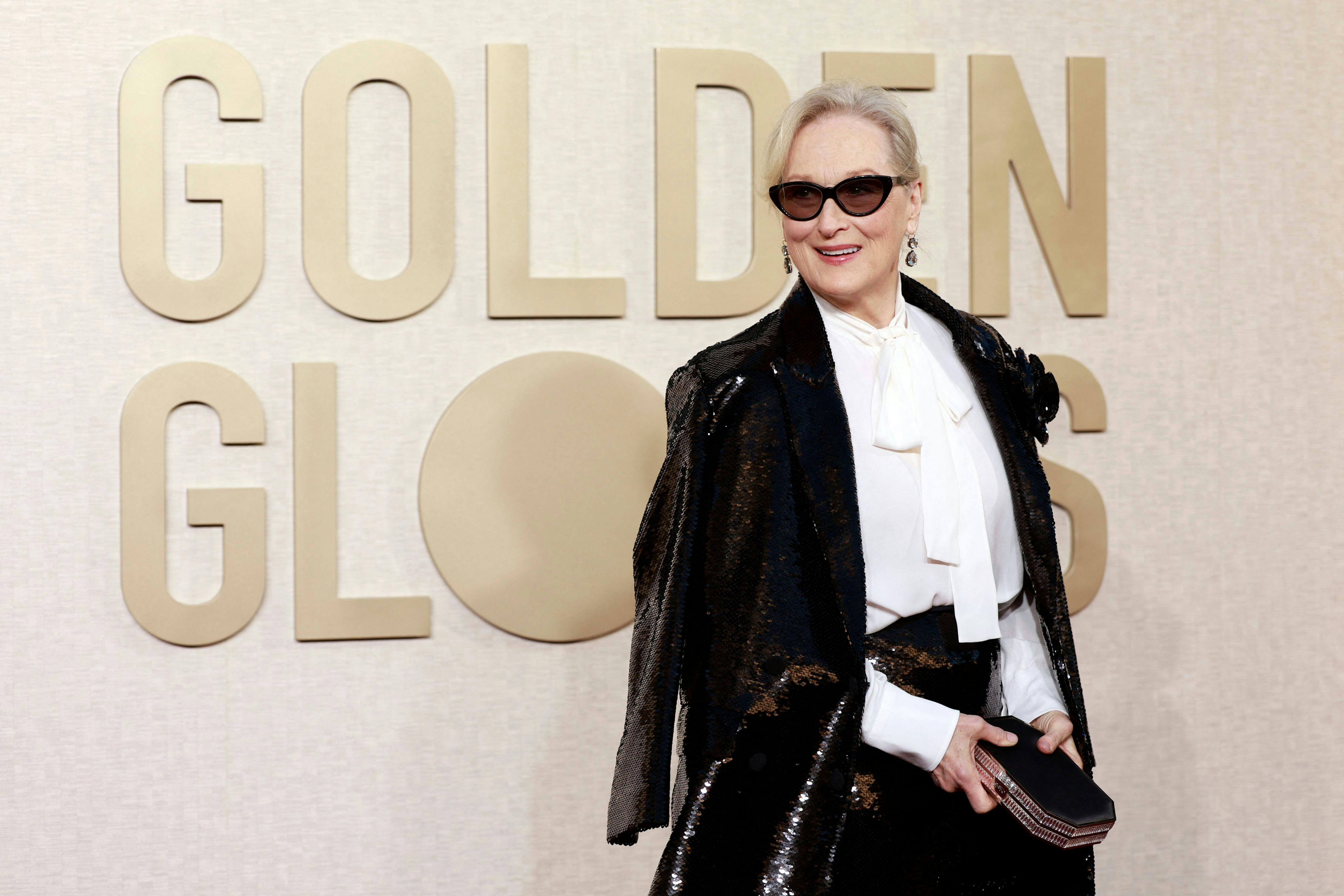 TOPSHOT - US actress Meryl Streep arrives for the 81st annual Golden Globe Awards at The Beverly Hilton hotel in Beverly Hills, California, on January 7, 2024. (Photo by Michael TRAN / AFP)