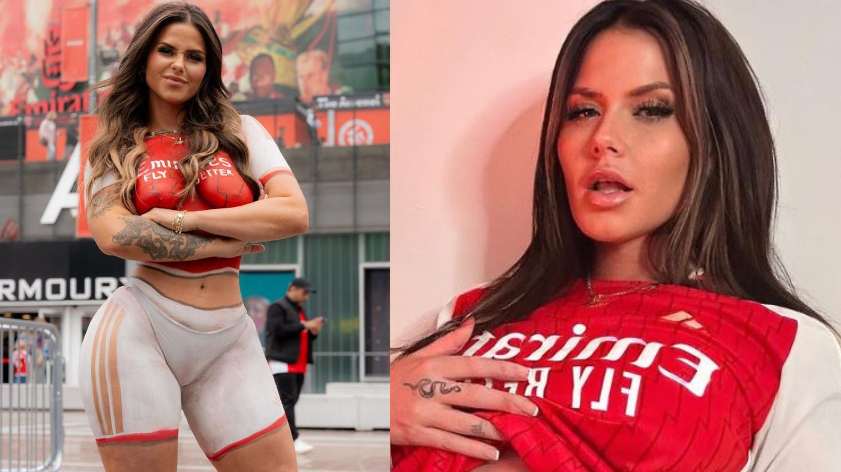 For den smukke Arsenal-fan kan det være en rigtig god idé lige at tjekke vejrudsigten hjemmefra, før hun tager til kamp 