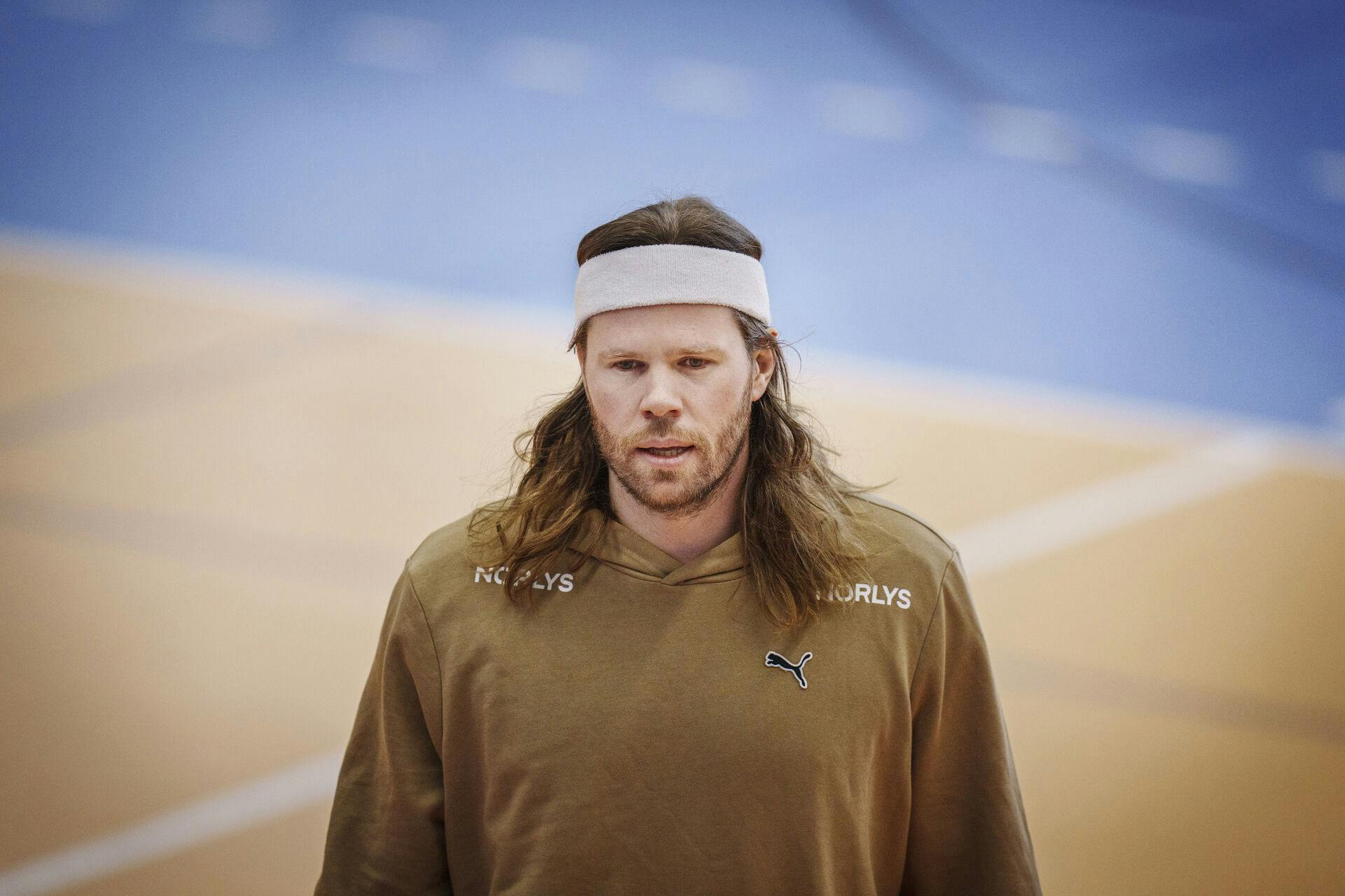 Mikkel Hansen during the national handball team's training and press conference at the Eliteschule des Sports in Munich on Friday 12 January 2024. (Photo: Liselotte Sabroe/Ritzau Scanpix)
