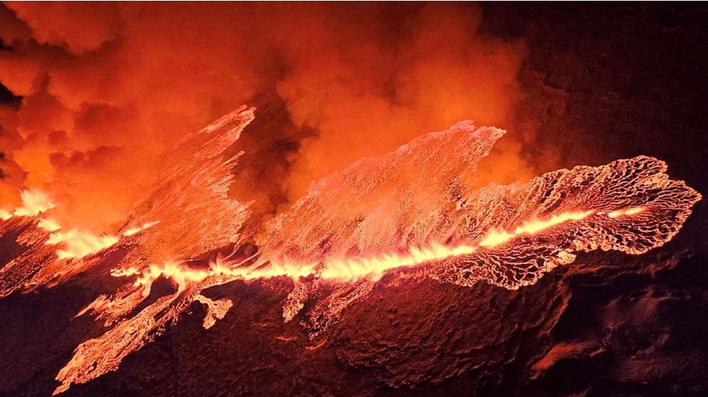 En vulkan nord for den islandske by Grindavik er søndag morgen gået i udbrud. Byens borgere blev evakueret lørdag aften. (Arkivfoto)