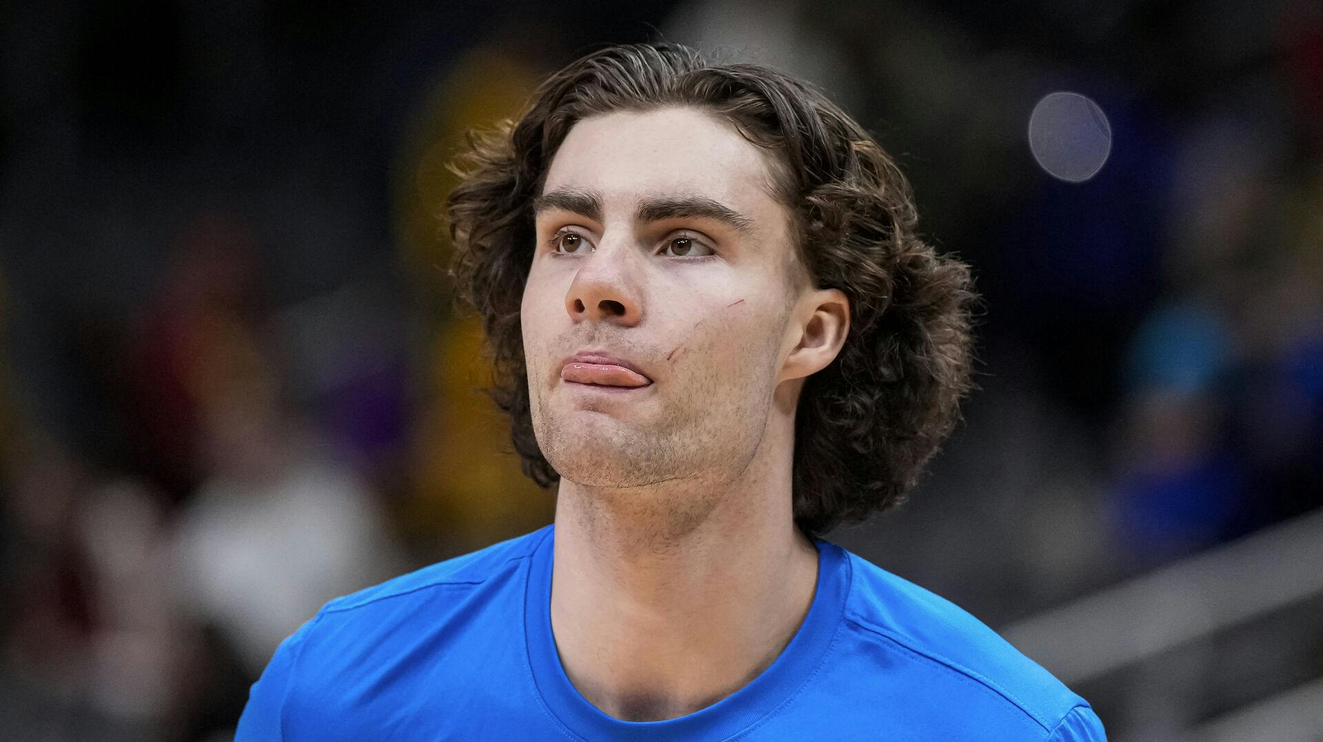 Jan 3, 2024; Atlanta, Georgia, USA; Oklahoma City Thunder guard Josh Giddey (3) on the court prior to the game against the Atlanta Hawks at State Farm Arena. Mandatory Credit: Dale Zanine-USA TODAY Sports