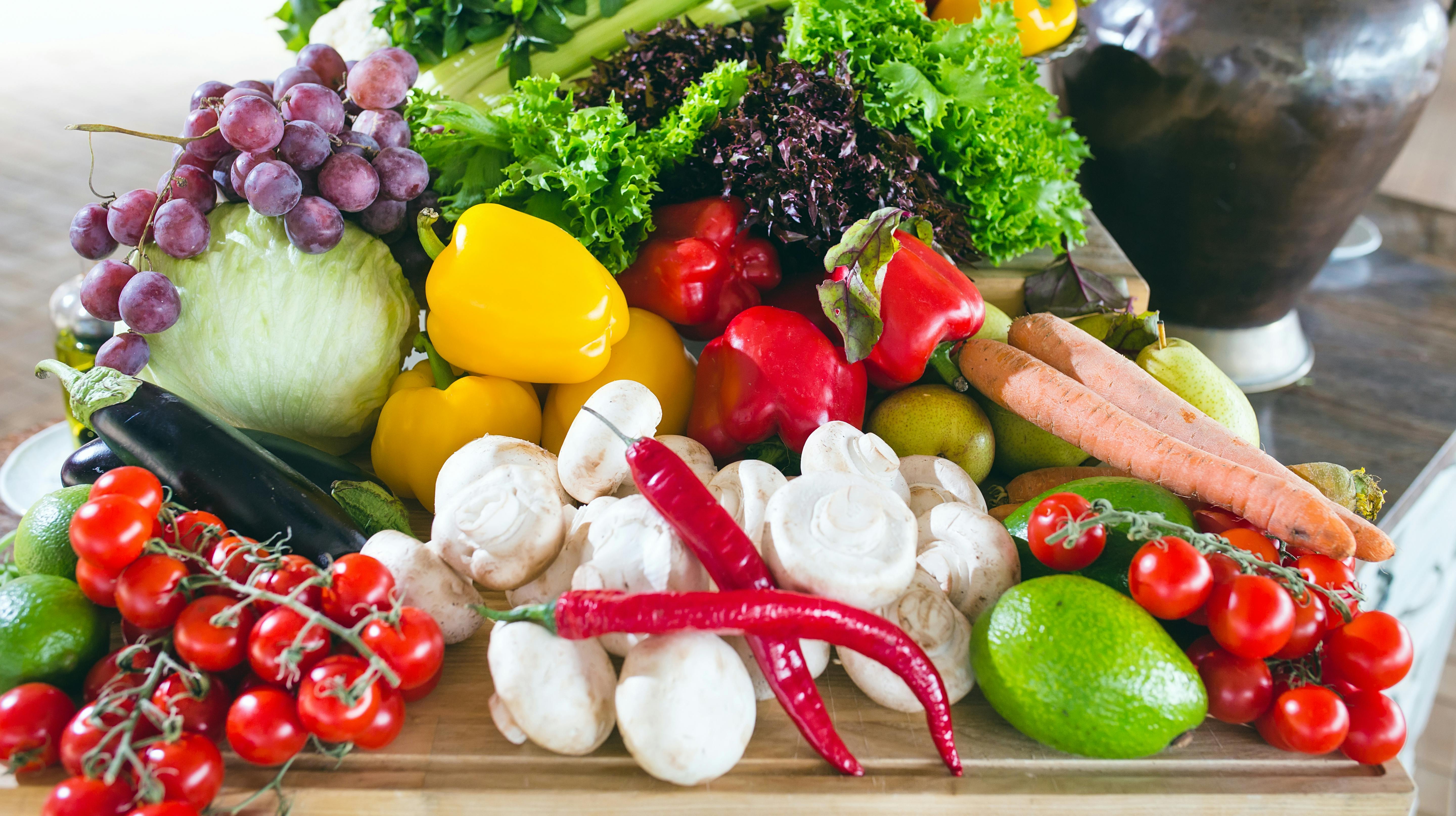 A lot of vegetables on the table.