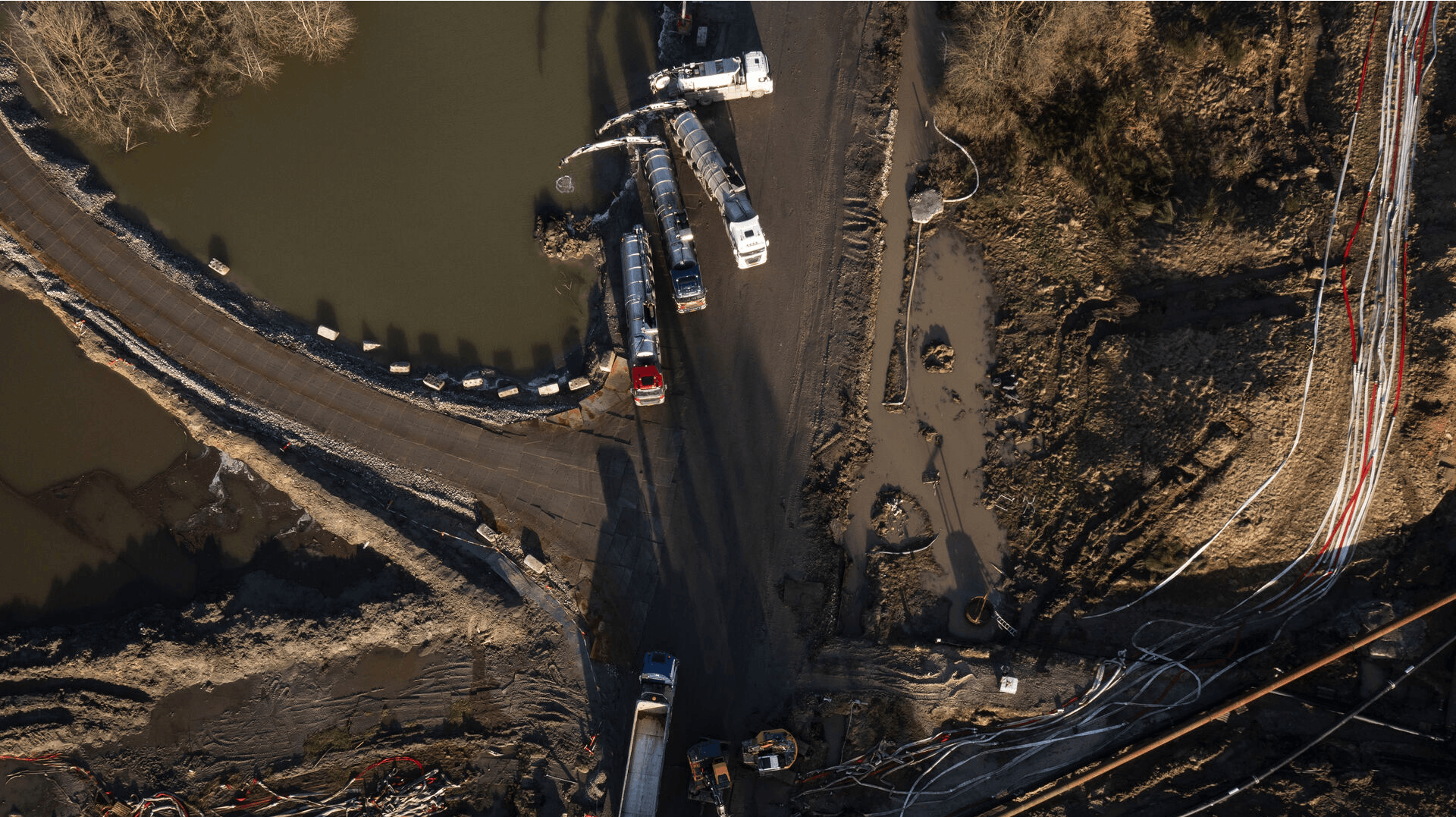 The area where the company Nordic Waste have caused a landslide of several million tonnes contaminated soil, near the Village of Oelst, near Randers, Jutland, Denmark, Thursday January 25, 2024.. (Foto: Bo Amstrup/Ritzau Scanpix)