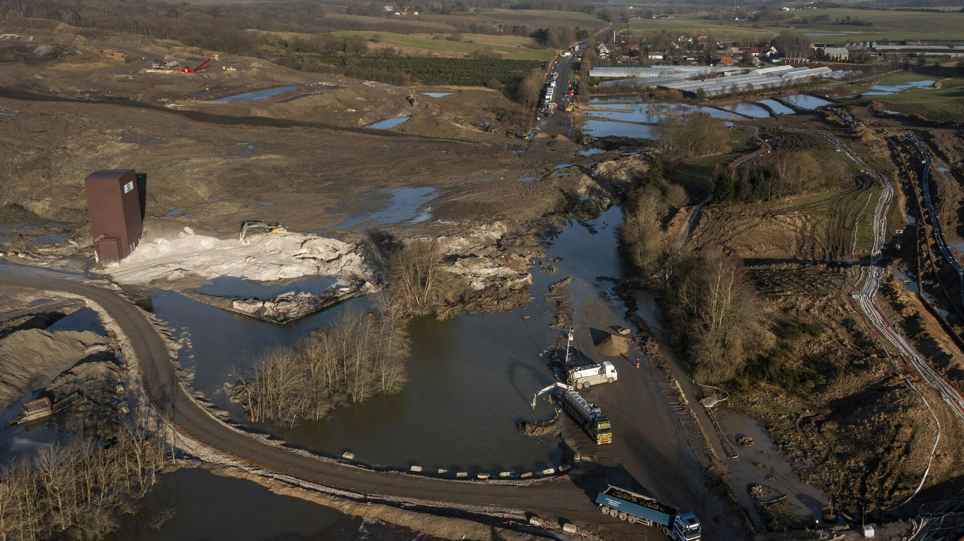 The area where the company Nordic Waste have caused a landside of several million tonnes contaminated soil, near the Village of Oelst, near Randers, Jutland, Denmark, Thursday January 25, 2024. (Foto: Bo Amstrup/Ritzau Scanpix)