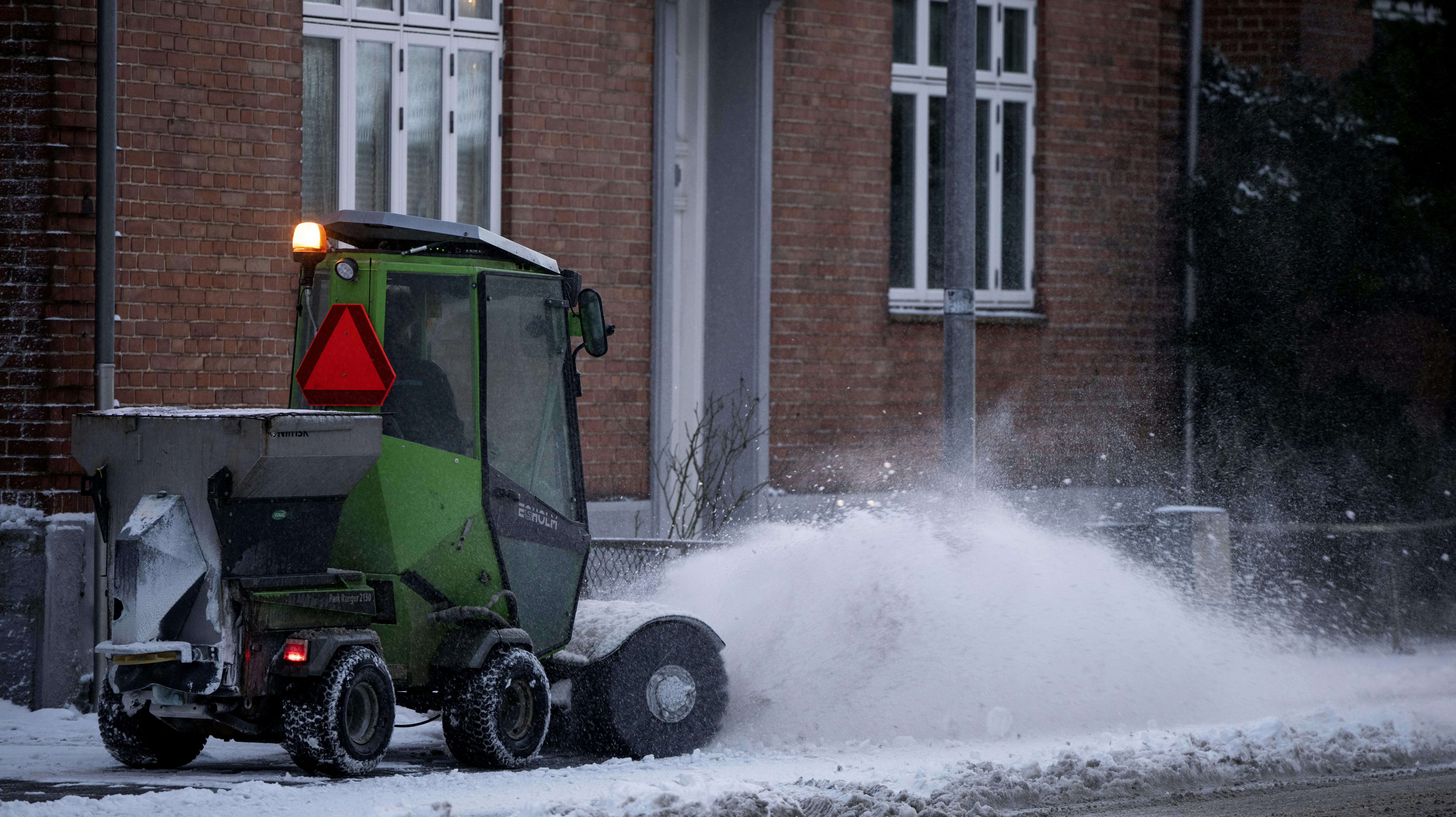 Flere kraftige snefald ramte blandt andet Jylland. 