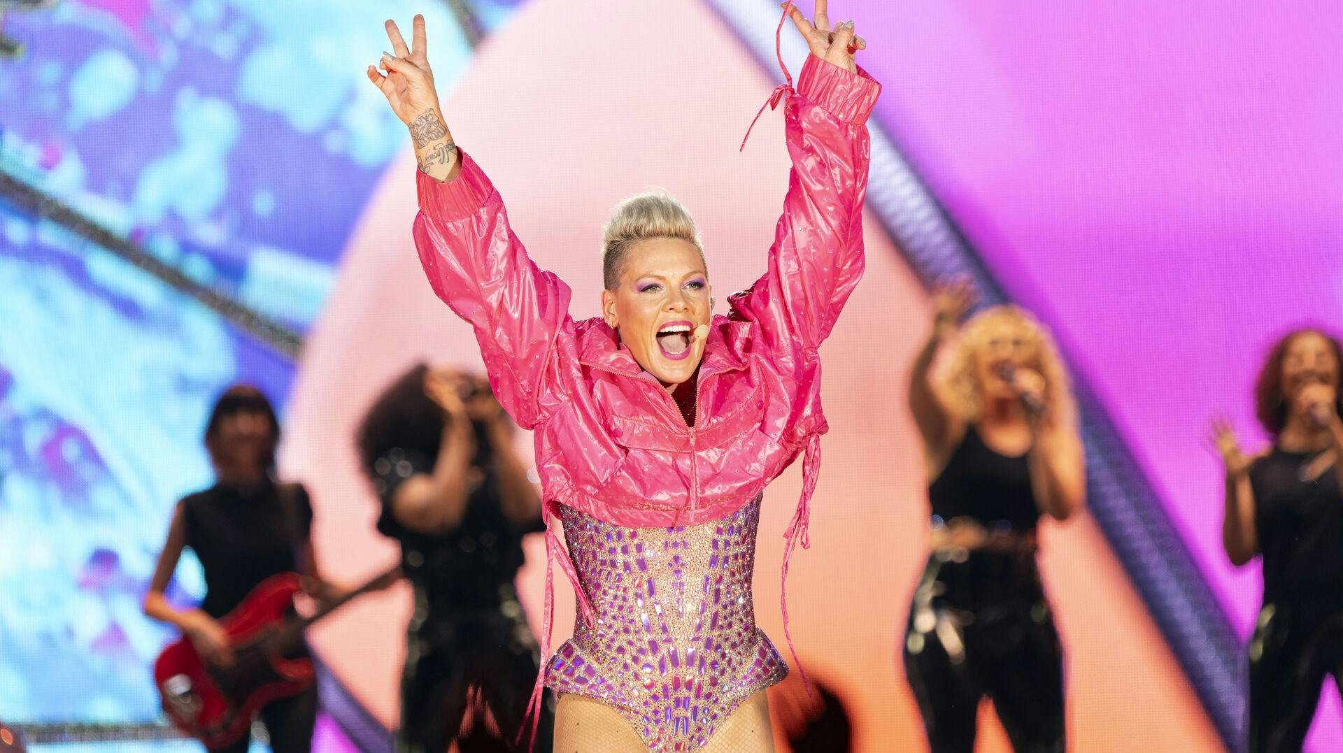 Pink performs on Saturday, Aug. 12, 2023, at Wrigley Field in Chicago. (Photo by Rob Grabowski/Invision/AP)