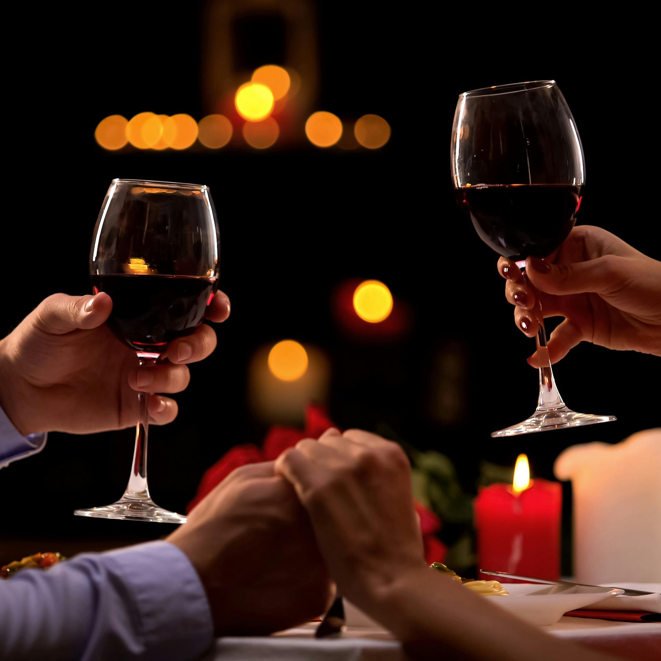 Couple tasting red wine in high-quality restaurant, winemaking traditions, date