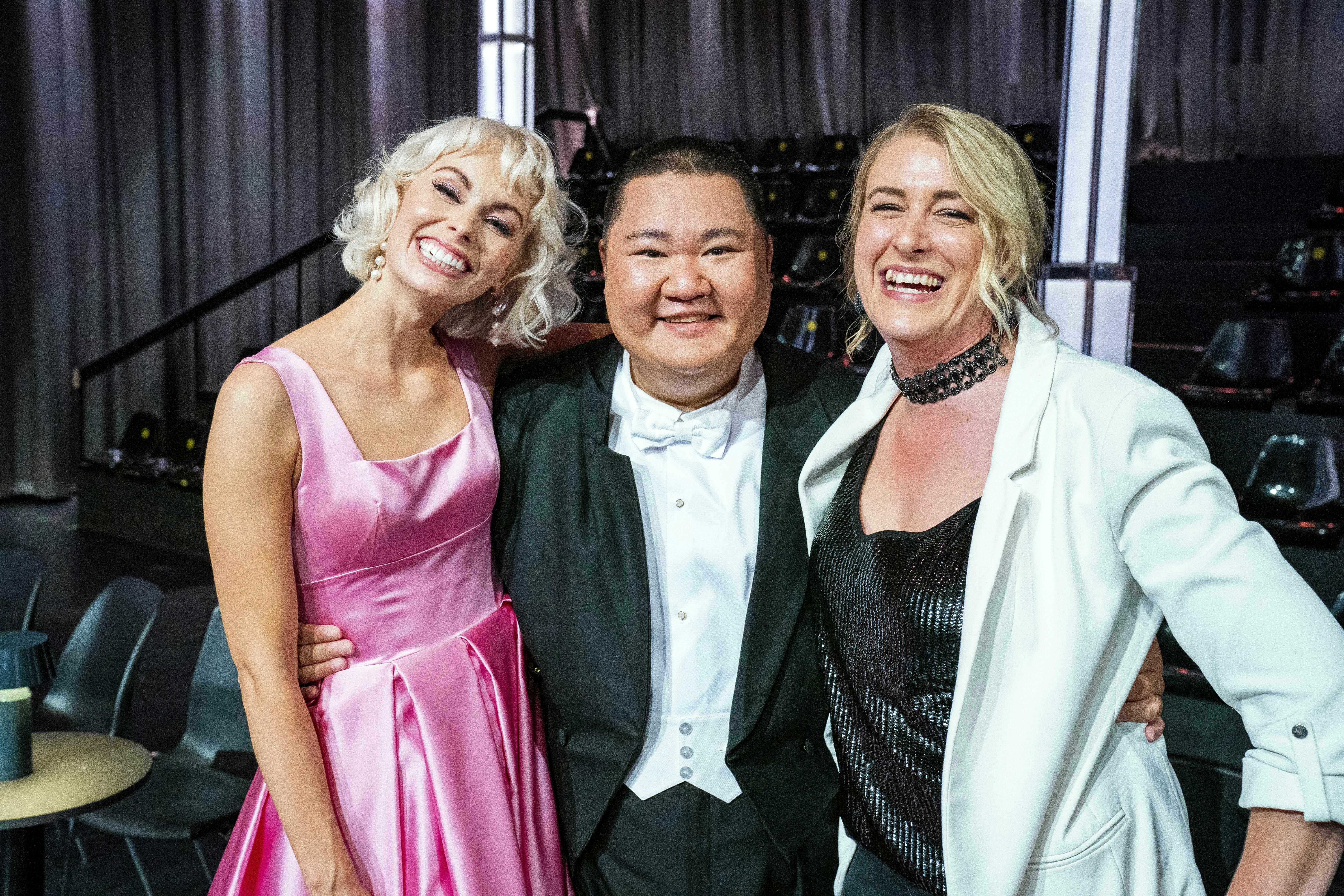 Vicky Knudsen deltog i "Vild med dans" i 2020. Her ses hun med Jenna Bagge og Micky Cheng.