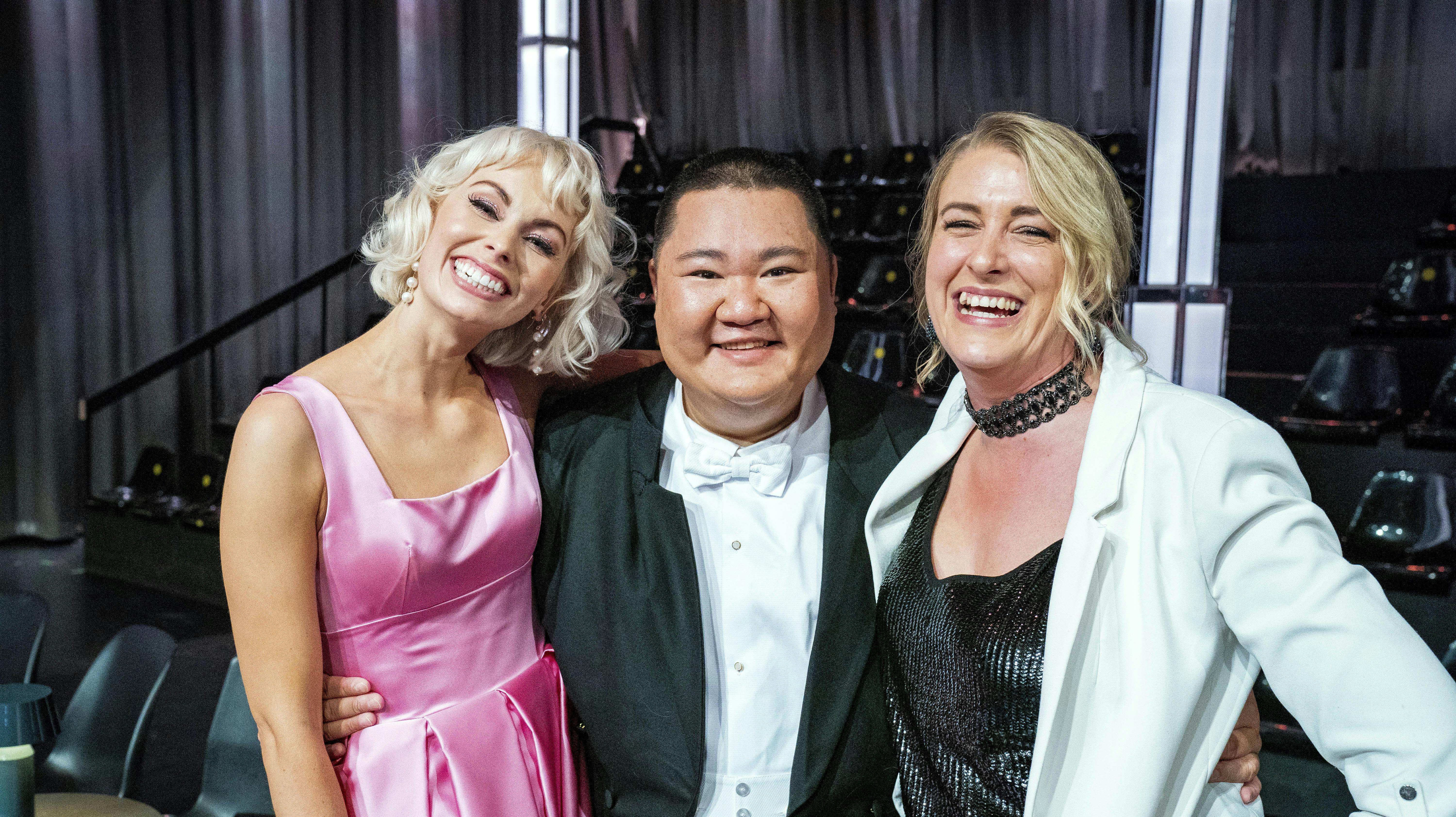 Vicky Knudsen deltog i "Vild med dans" i 2020. Her ses hun med Jenna Bagge og Micky Cheng.