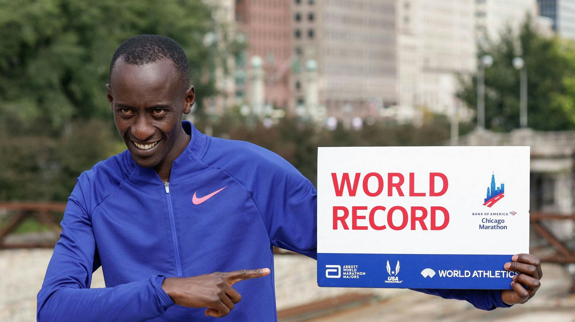 Kelvin Kiptum har verdensrekorden på marathon-distancen.&nbsp;