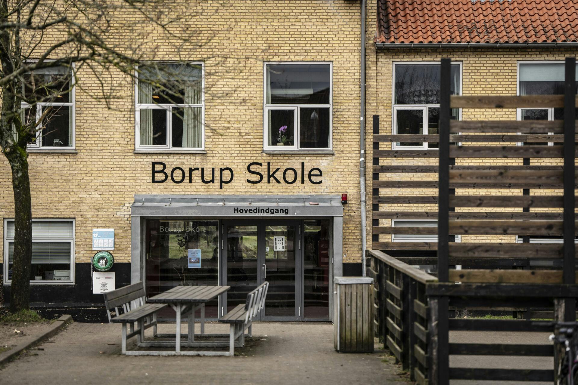 Eksteriør af Borup Skole i Borup, tirsdag den 13. februar 2024. Der går omkring 600 elever på skolen.. (Foto: Mads Claus Rasmussen/Ritzau Scanpix)