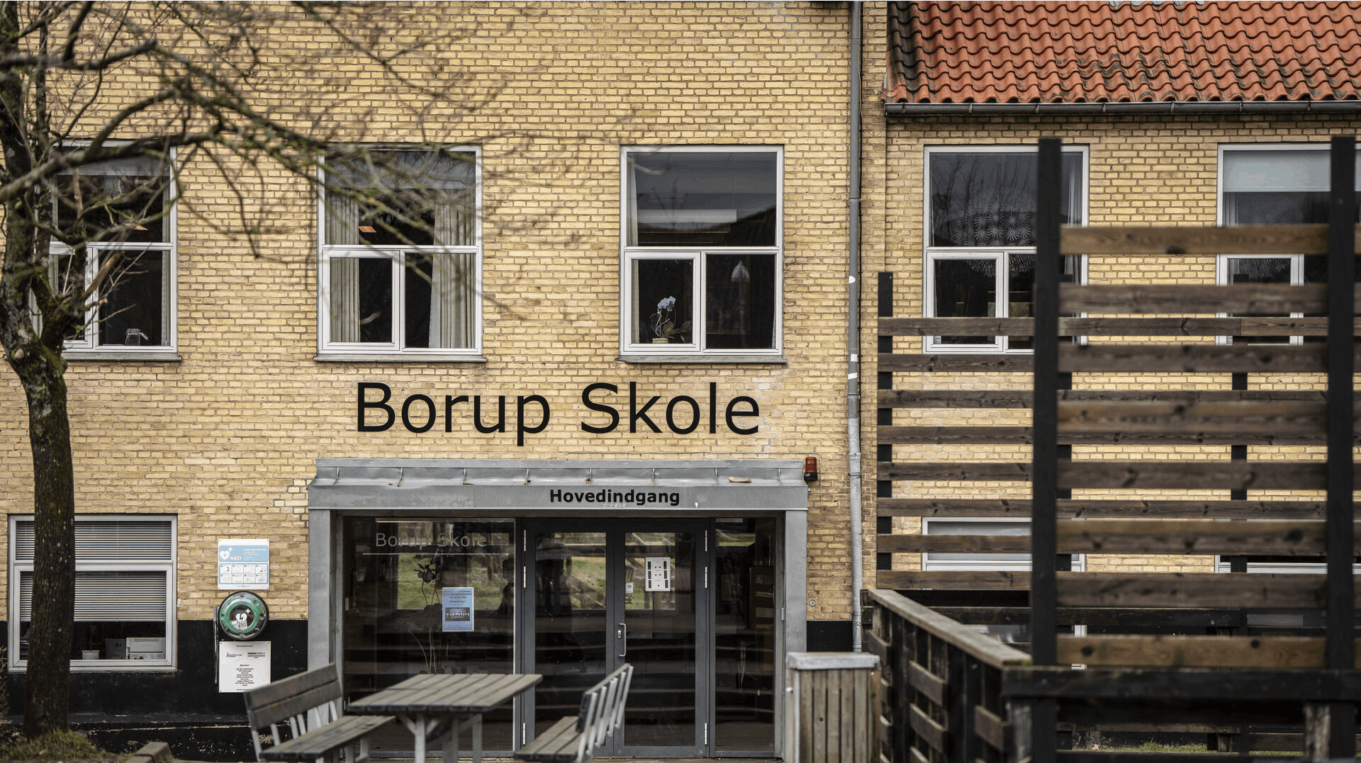 Eksteriør af Borup Skole i Borup, tirsdag den 13. februar 2024. Der går omkring 600 elever på skolen.. (Foto: Mads Claus Rasmussen/Ritzau Scanpix)