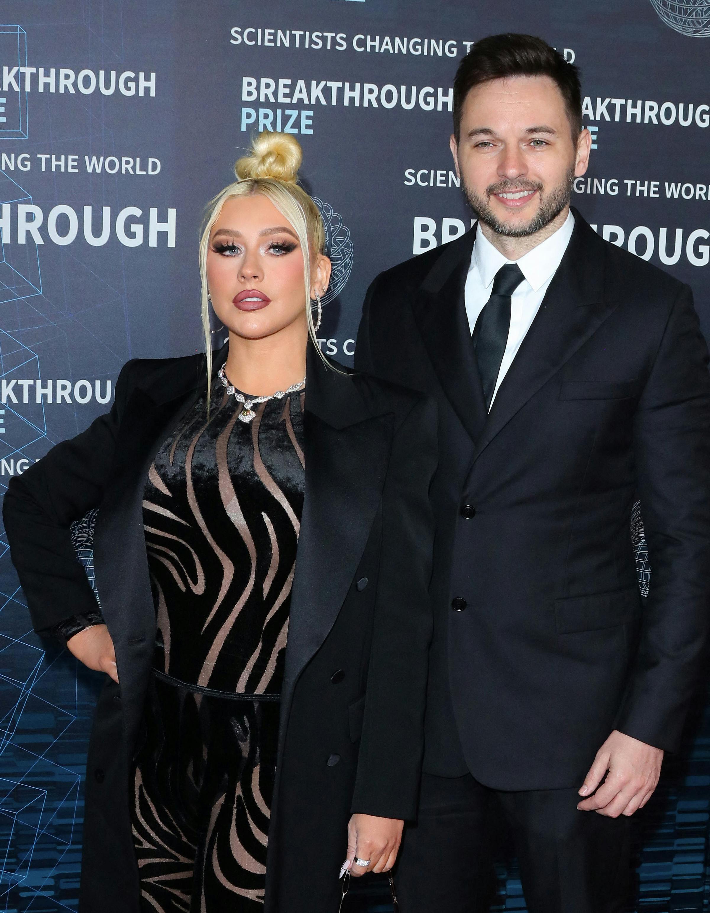 US singer-songwriter Christina Aguilera and partner Matthew Rutler arrive for the ninth Breakthrough Prize awards ceremony at the Academy Museum of Motion Pictures in Los Angeles, April 15, 2023. Juan Pablo Rico / AFP