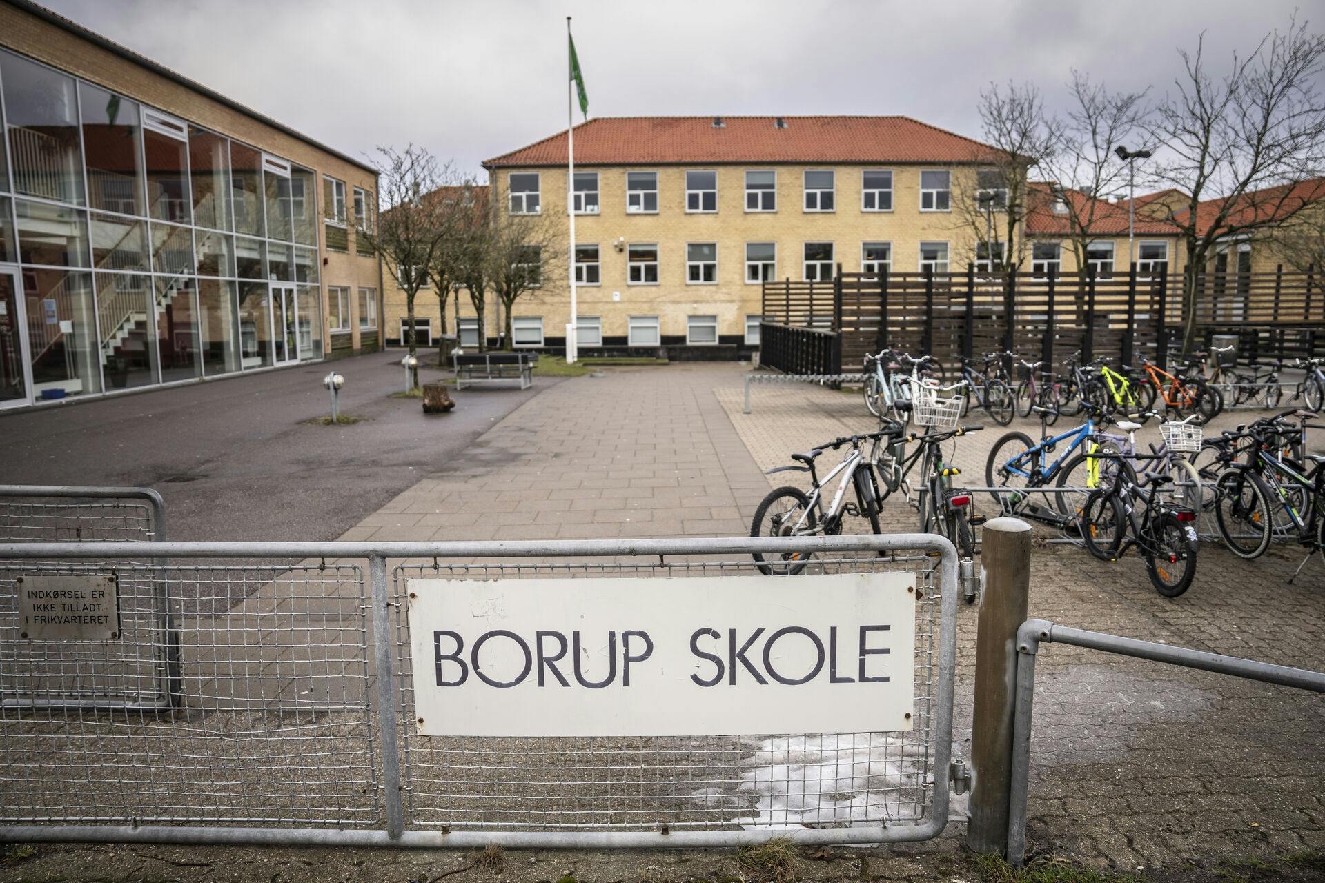 Eksteriør af Borup Skole i Borup, tirsdag den 13. februar 2024. Der går omkring 600 elever på skolen.. (Foto: Mads Claus Rasmussen/Ritzau Scanpix)