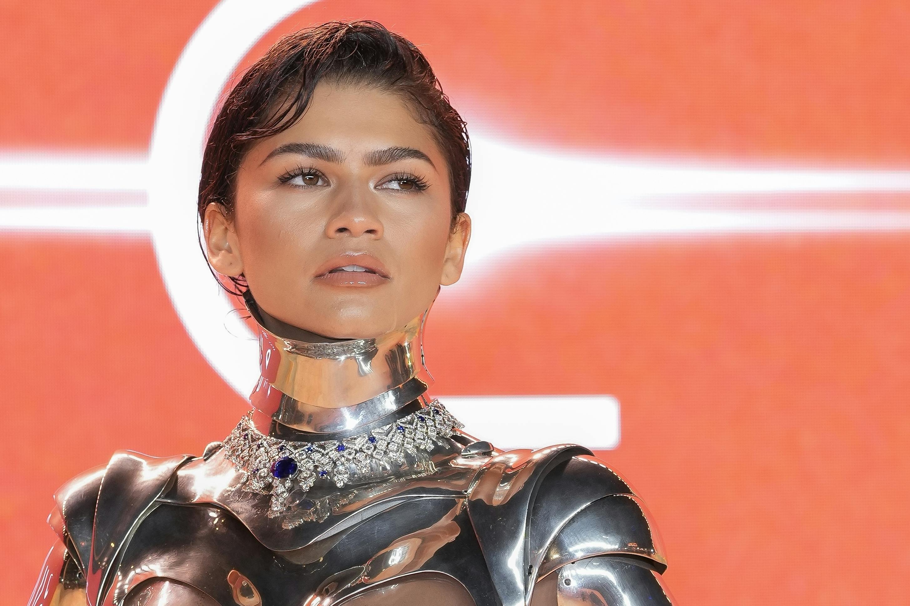 Zendaya poses for photographers upon arrival at the World premiere of the film 'Dune: Part Two' on Thursday, Feb. 15, 2024 in London. (Photo by Scott Garfitt/Invision/AP)