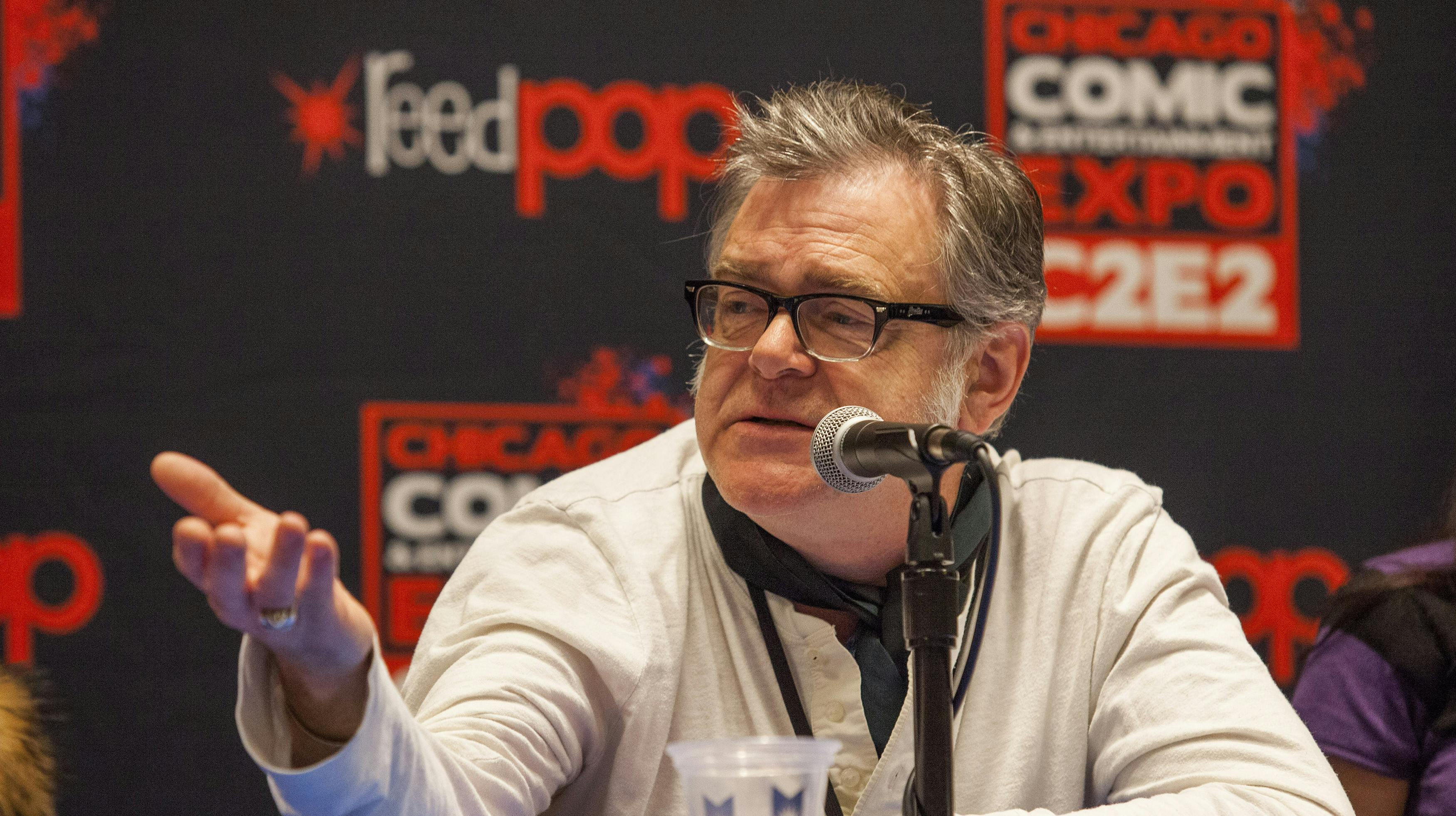Actor Kevin McNally attends the Pirates of the Caribbean panel at the Chicago Comic & Entertainment Expo at McCormick Place on Sunday, April 28, 2013, in Chicago. (Photo by Barry Brecheisen/Invision/AP)