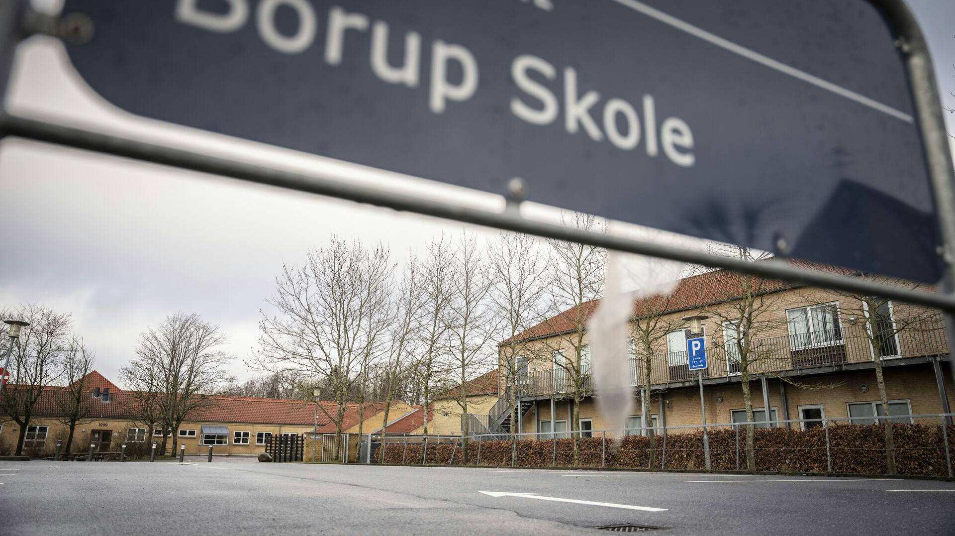 Eksteriør af Borup Skole i Borup, tirsdag den 13. februar 2024. Der går omkring 600 elever på skolen.. (Foto: Mads Claus Rasmussen/Ritzau Scanpix)