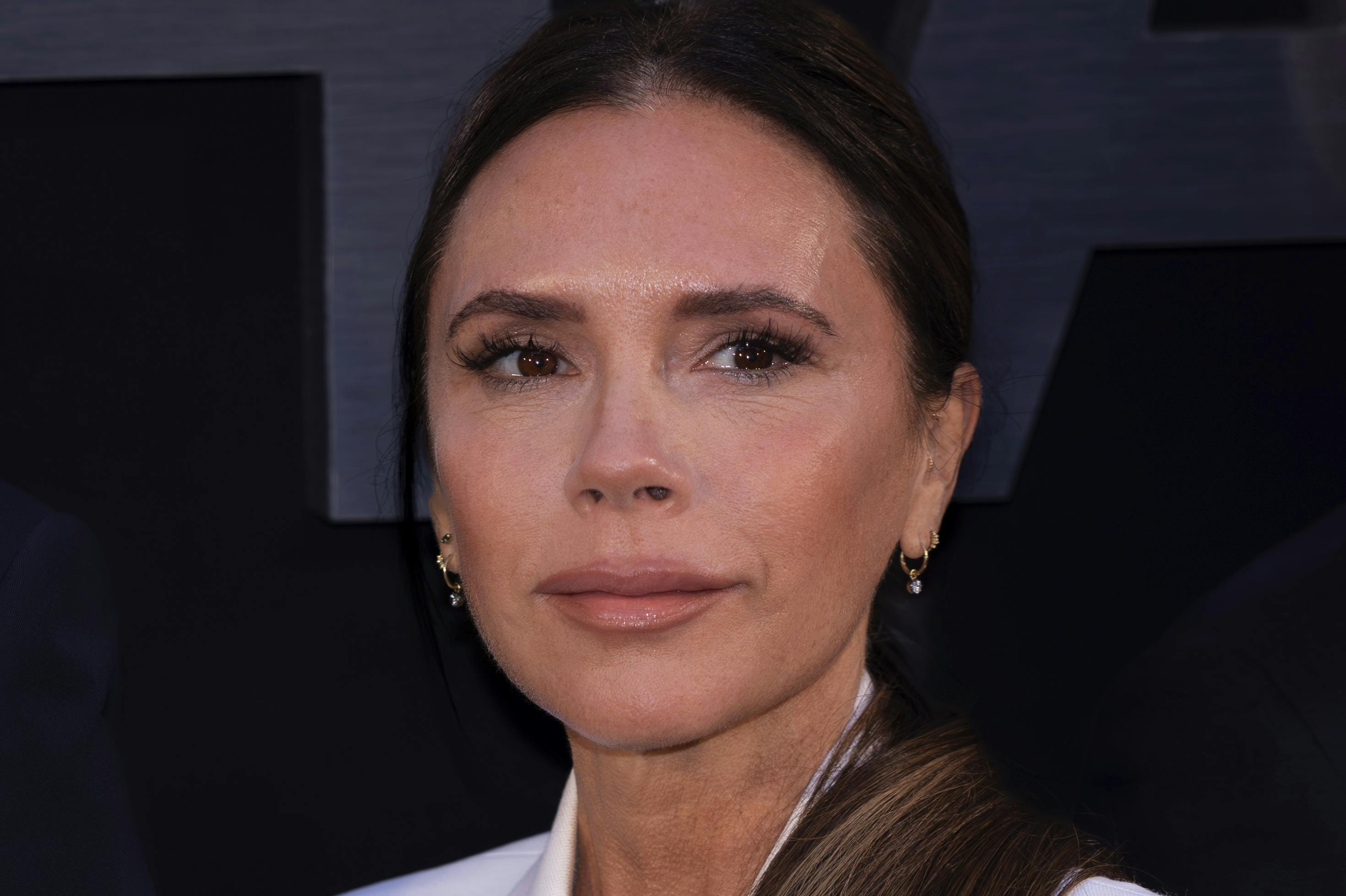 Victoria Beckham poses for photographers upon arrival at the premiere of the television programme 'Beckham' on Tuesday, Oct. 3, 2023 in London. (AP Photo/Vianney Le Caer)
