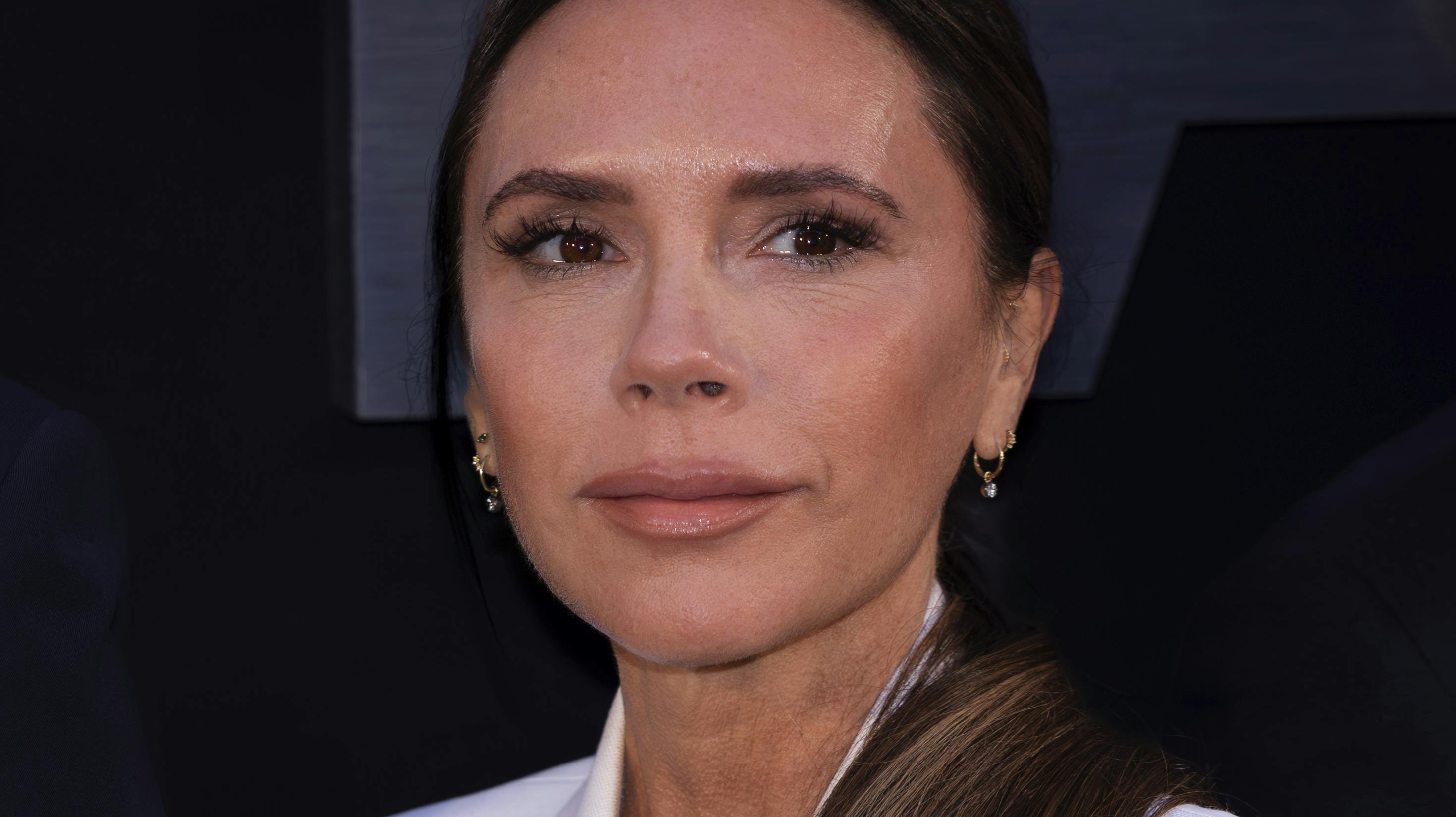 Victoria Beckham poses for photographers upon arrival at the premiere of the television programme 'Beckham' on Tuesday, Oct. 3, 2023 in London. (AP Photo/Vianney Le Caer)
