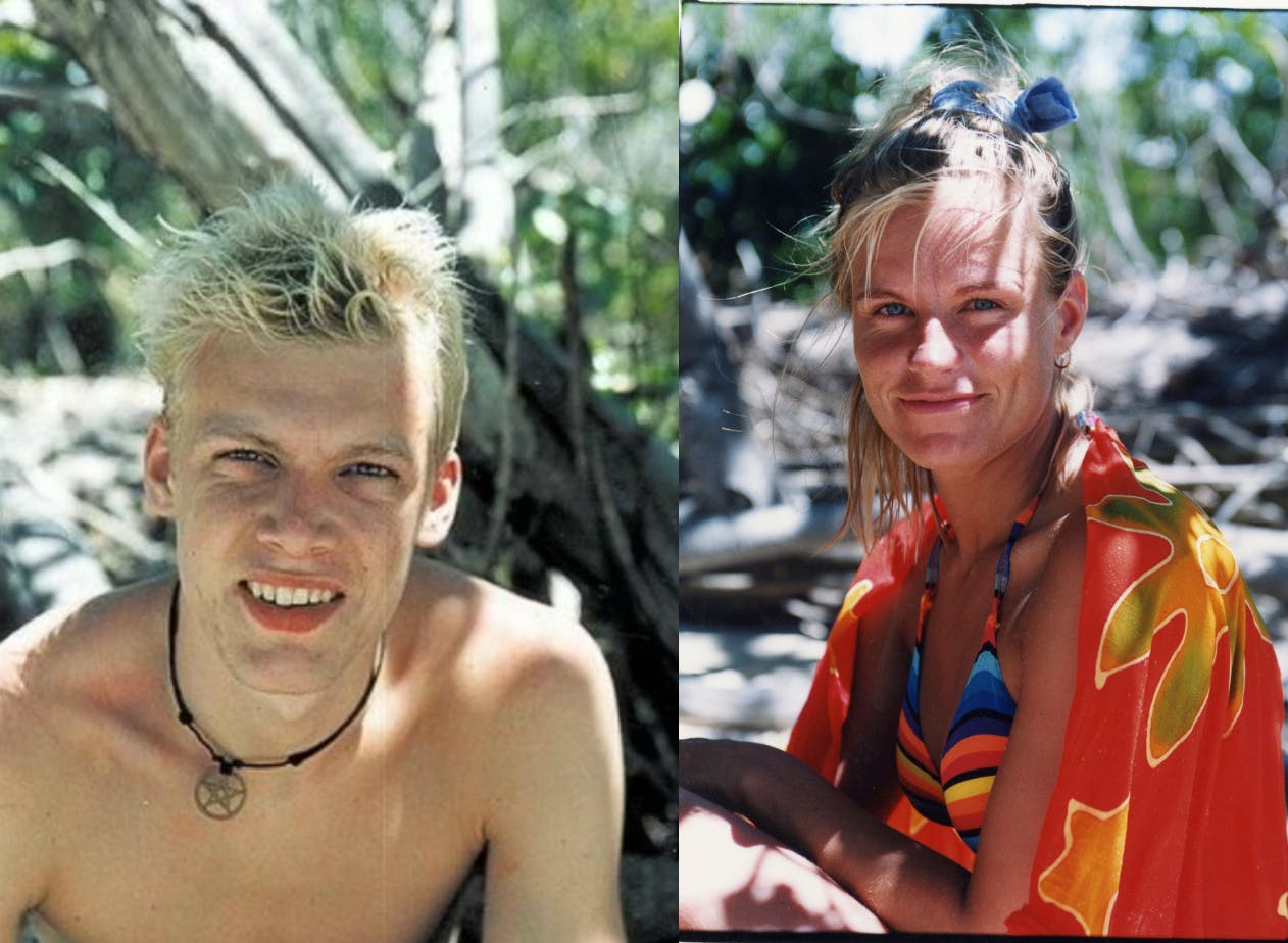 Kristian Sjøgren og Gitte Schnell, som de så ud i "Robinson Ekspeditionen" i 1998. Siden blev Gitte caster på programmet, hvilket hun vandt en pris for til Reality Awards 2023.