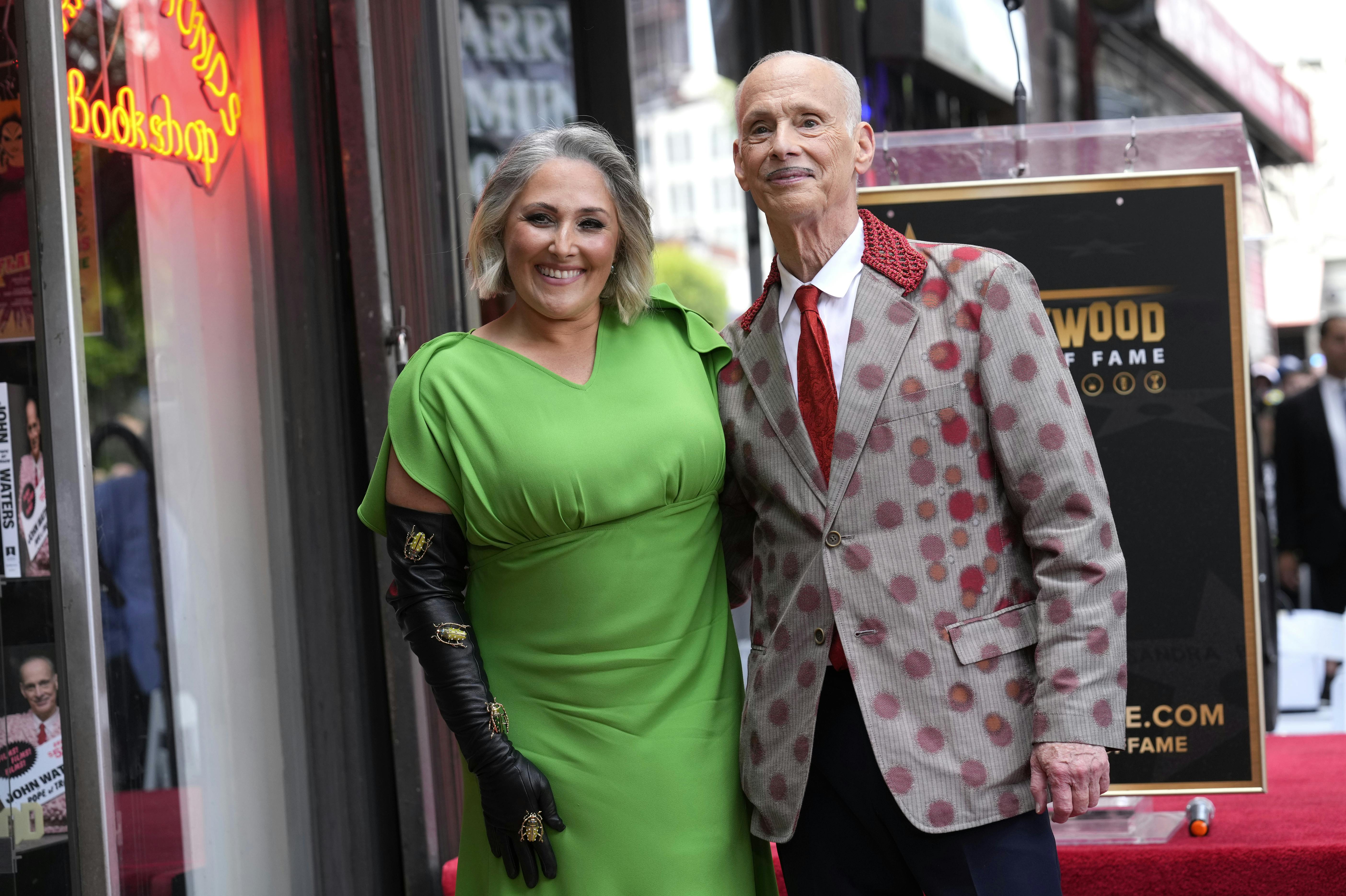 Ricki Lake, left, and John Waters attend a ceremony honoring Waters with a star on the Hollywood Walk of Fame Monday, Sept. 18, 2023, in Los Angeles. (AP Photo/Chris Pizzello)