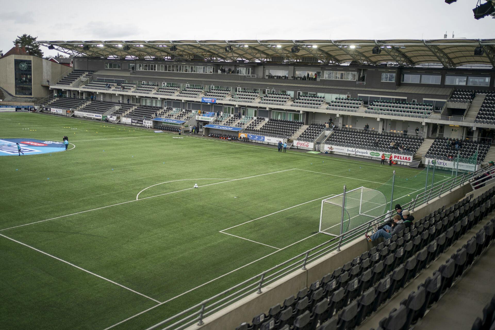 Hamar 20230410. Briskeby stadion før eliteseriekampen i fotball mellom HamKam og Sandefjord. Foto: Terje Pedersen / NTB