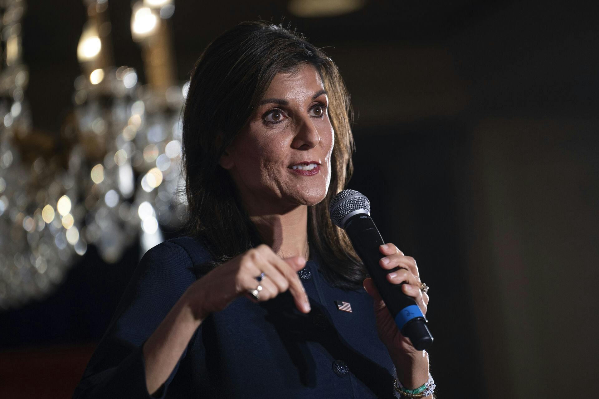 UNITED STATES - MARCH 1: Republican presidential candidate Nikki Haley speaks at a rally during the District of Columbia's Republican presidential primary at the Madison Hotel in Washington, D.C., on Friday, March 1, 2024. (Tom Williams/CQ Roll Call via AP Images)