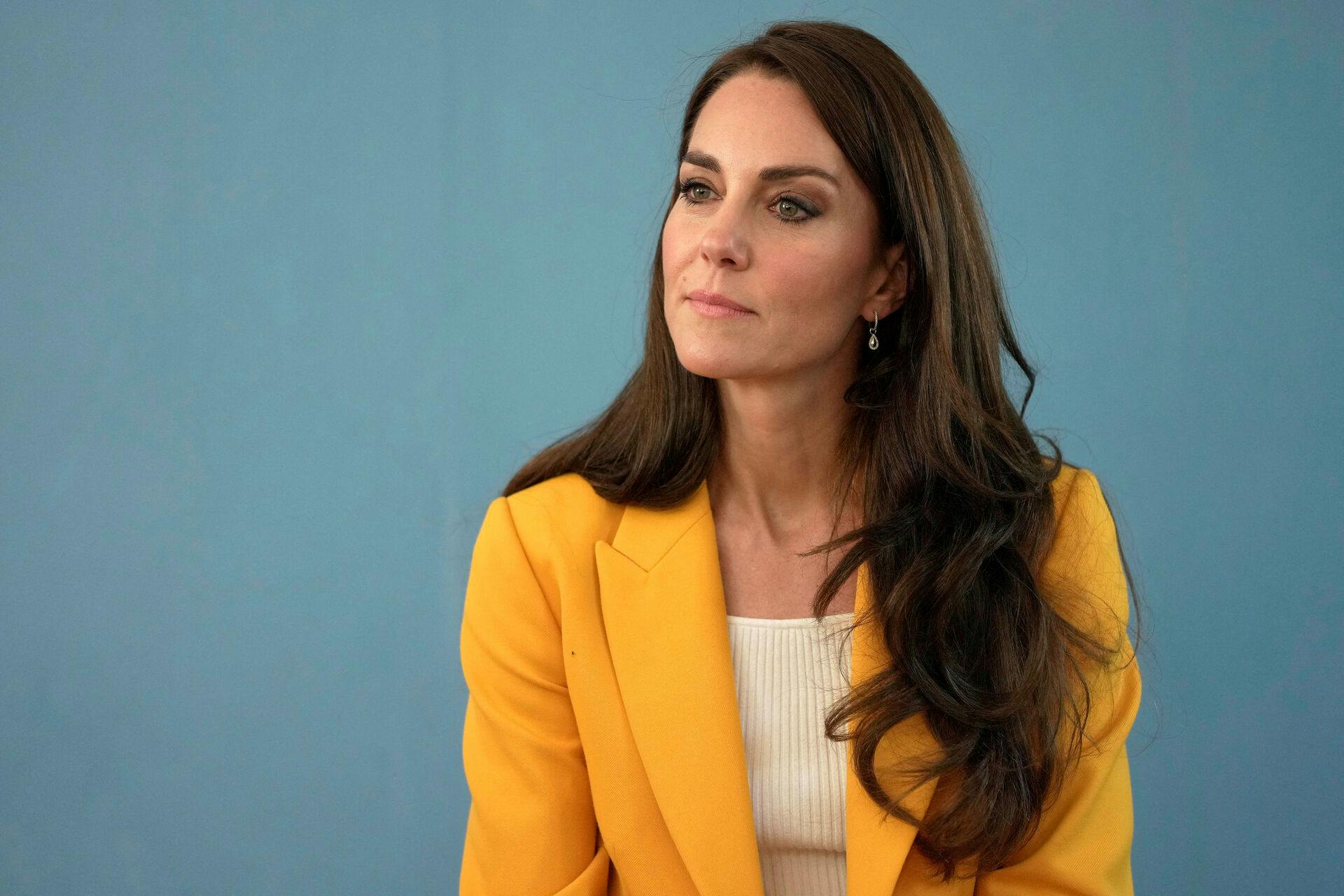 FILE PHOTO: Britain's Kate, the Princess of Wales, listens as she visits the Dame Kelly Holmes Trust and meets with some of the young people that the charity supports in Bath, England, Tuesday, May 16, 2023. Kin Cheung/Pool via REUTERS/File Photo