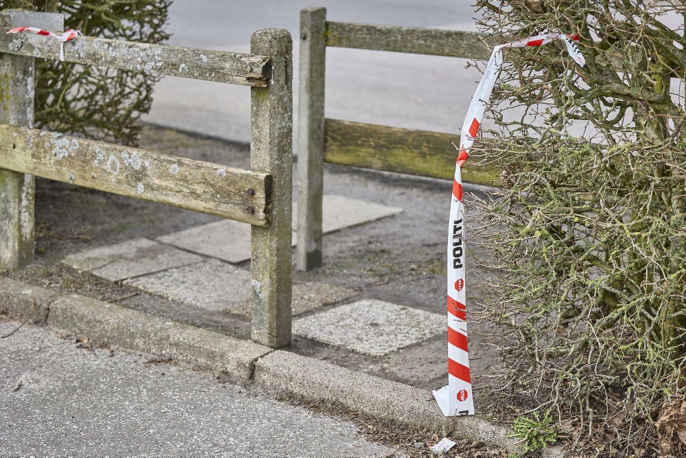 Guldregnvej i Randers fredag den 8. marts 2024, dagen efter at en mand - ifølge politiet et tilfældigt offer - blev stukket ihjel foran sin bopæl. -