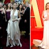 Angelina Jolie havde den hvide Marc Bouwer-kjole på tilbage i 2004. 20 år senere er det så Sydney Sweeney, der har den på. 