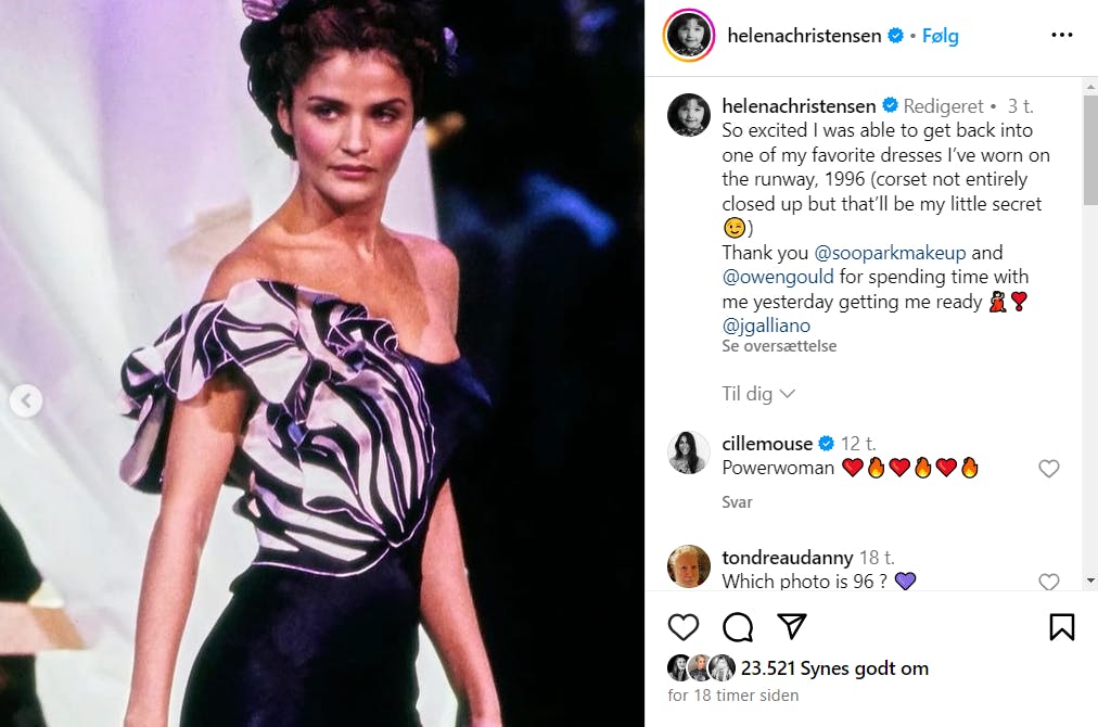 Sådan så Helena Christensen ud, da hun i 1996 bar den samme kjole.
