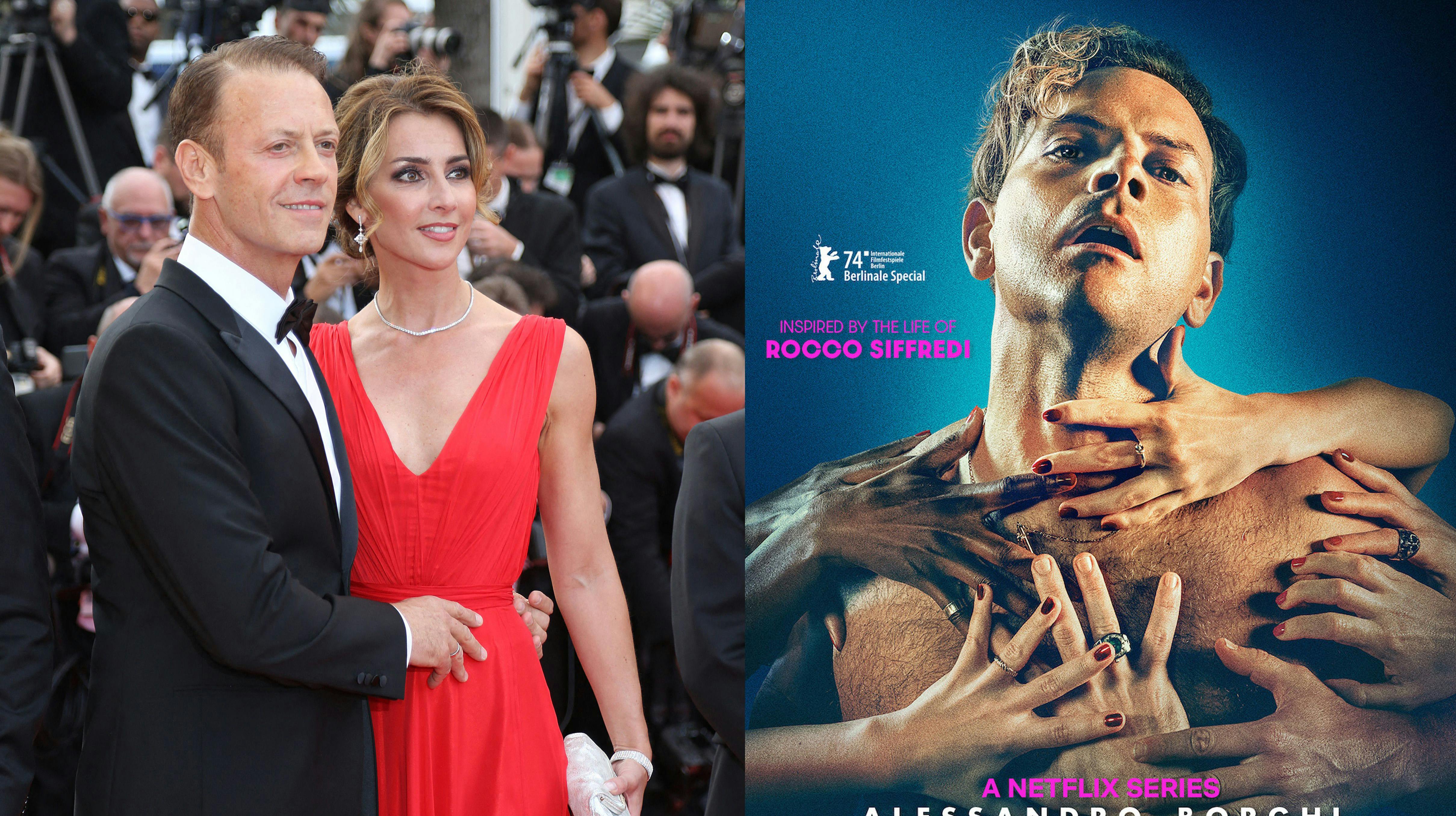 Rocco Siffredi med hustruen Rozsa Tassi. Poster for Netflix-serien om hans liv.