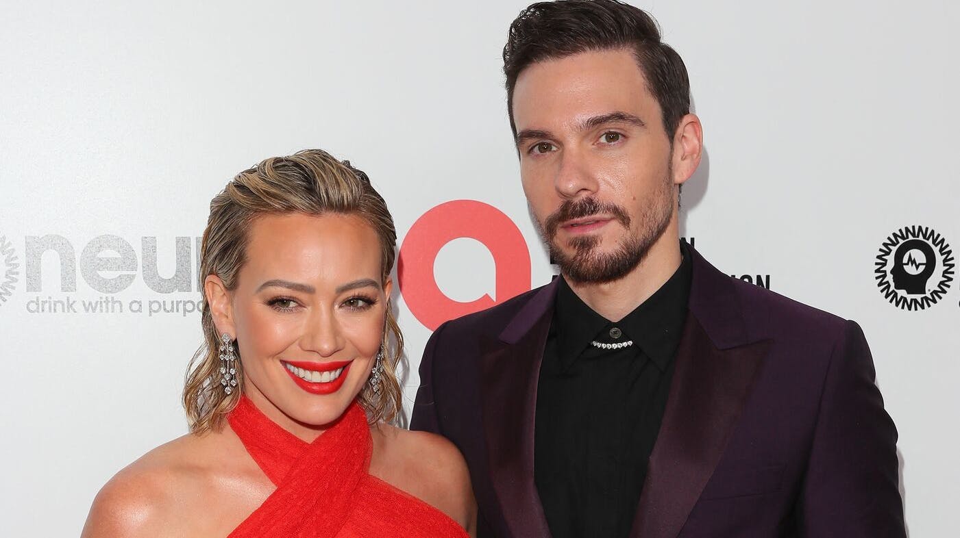 US actress Hilary Duff and her husband, US singer Matthew Koma, attend the Elton John AIDS Foundation's 31st Annual Academy Awards Viewing Party on March 12, 2023, in West Hollywood, California. Jean Baptiste Lacroix / AFP