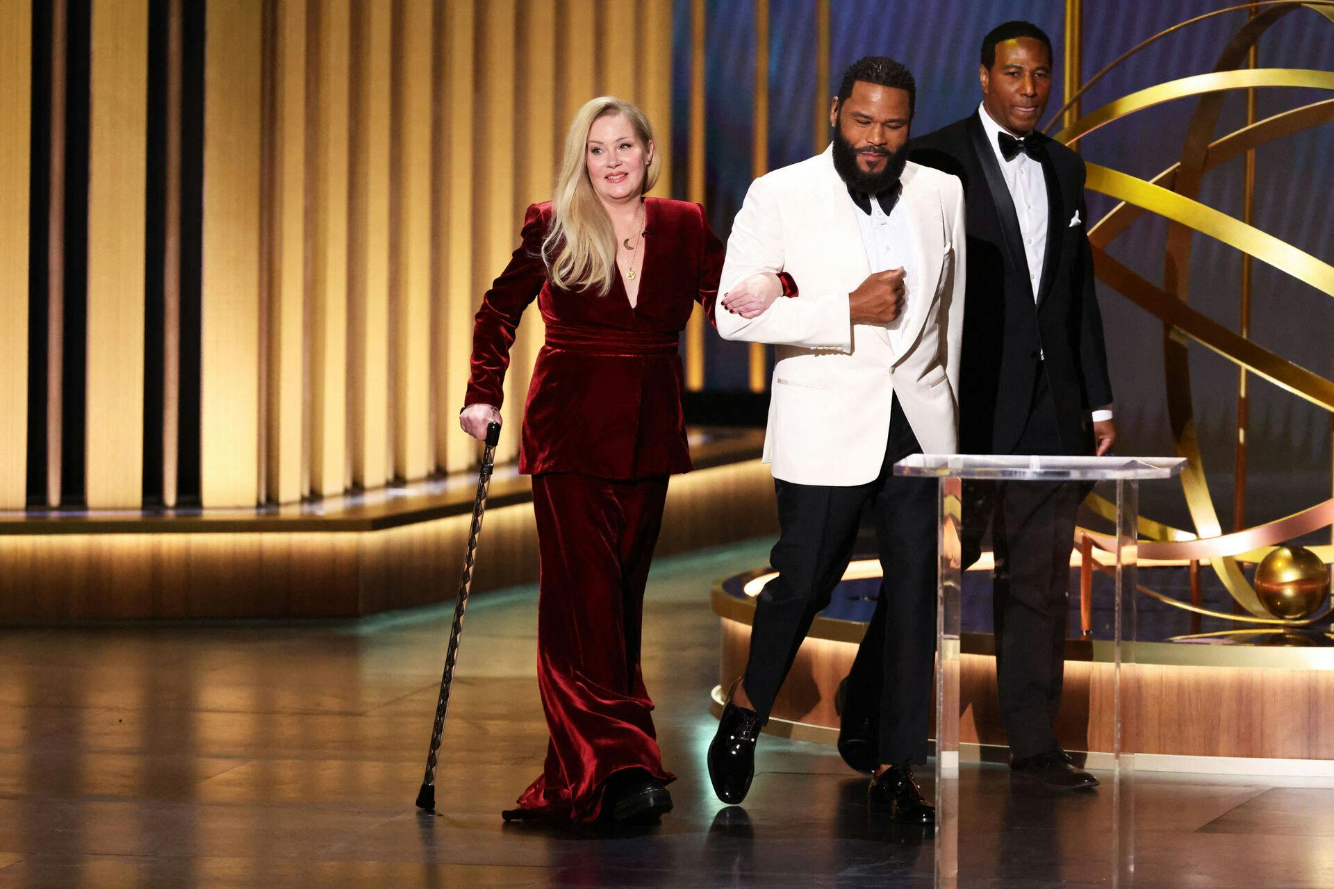 Christina Applegate and Anthony Anderson attend the 75th Primetime Emmy Awards in Los Angeles, California, U.S. January 15, 2024. REUTERS/Mario Anzuoni TPX IMAGES OF THE DAY