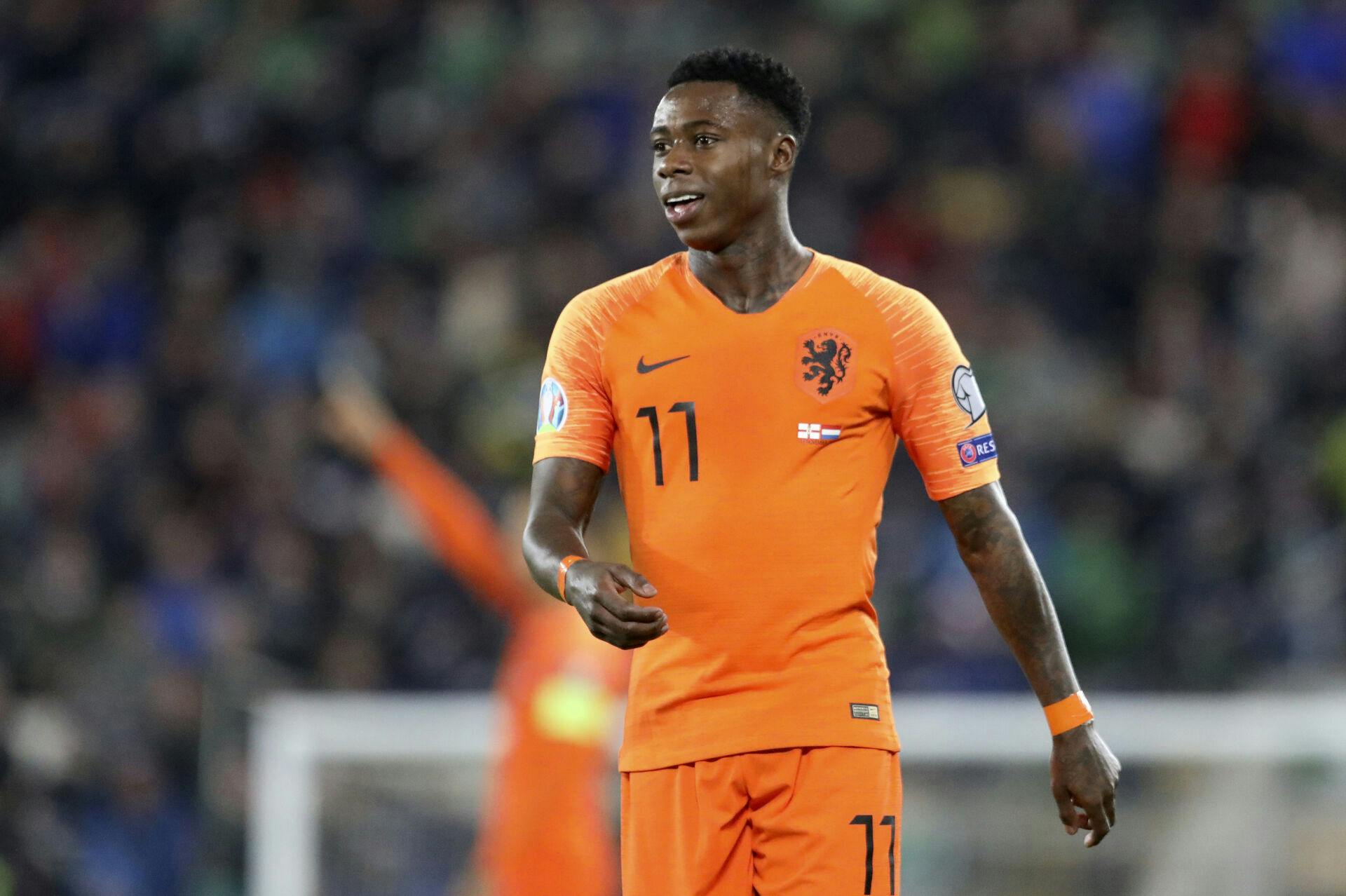 FILE - Netherlands' Quincy Promes looks on during 