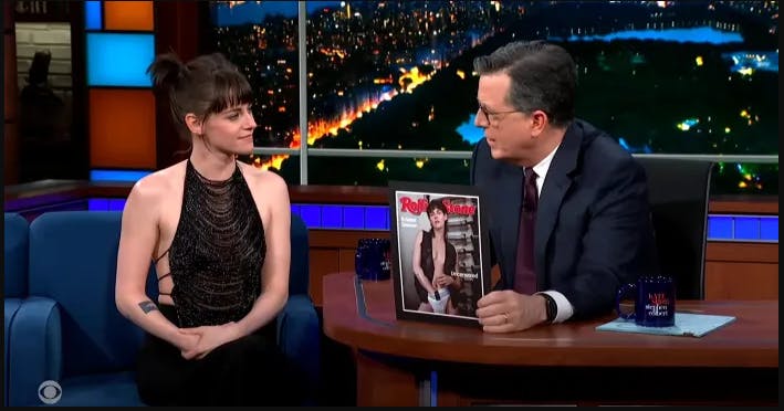 Kristen Stewart havde ikke svært ved at forsvare sit Rolling Stone-cover, da hun forleden besøgte "The Late Show with Stephen Colbert".