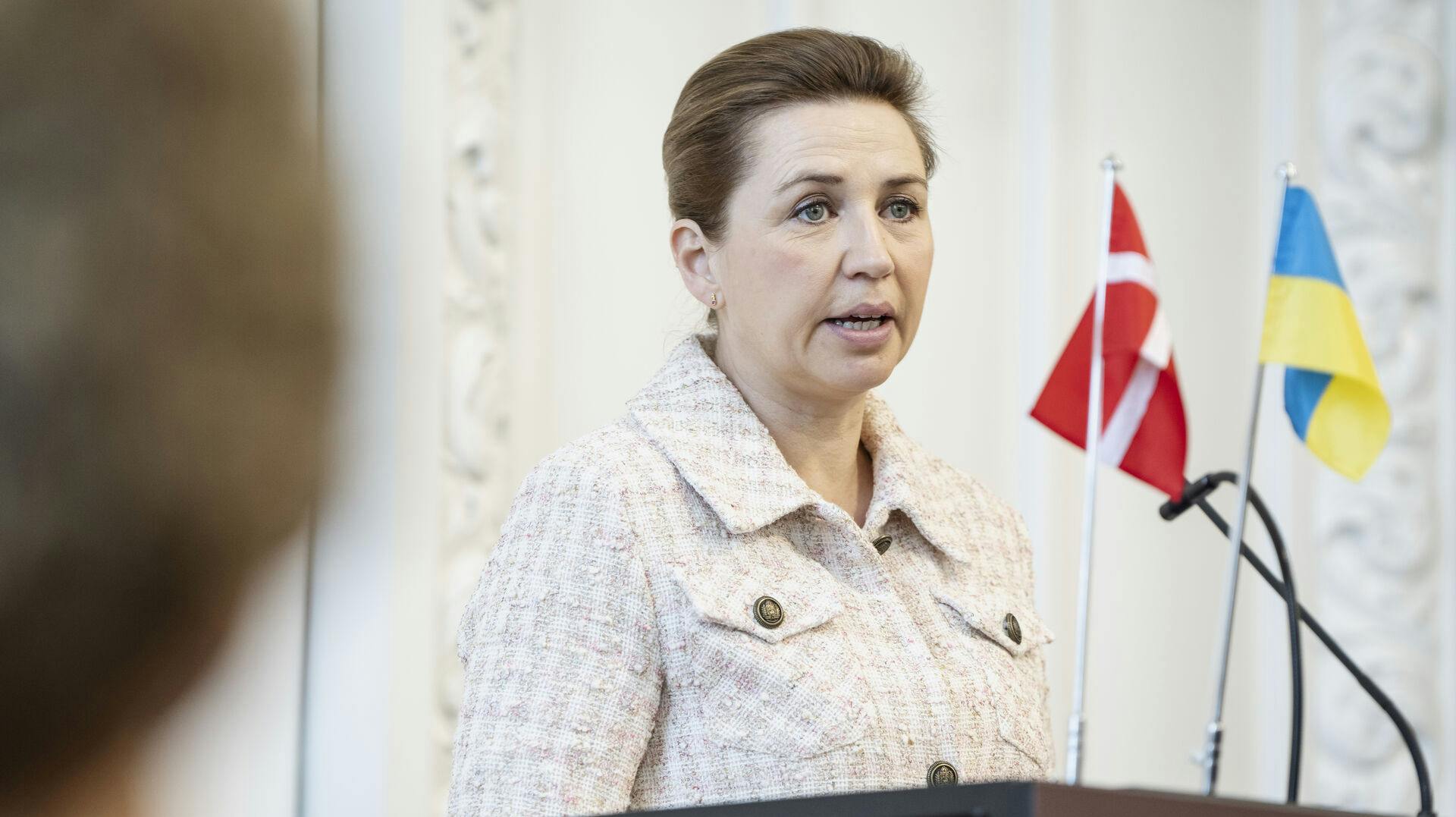 Statsminister Mette Frederiksen (S) under debatmøde om situationen i Ukraine to år efter Ruslands invasion, på Christiansborg i København, tirsdag den 19. marts 2024.. (Foto: Mads Claus Rasmussen/Ritzau Scanpix)