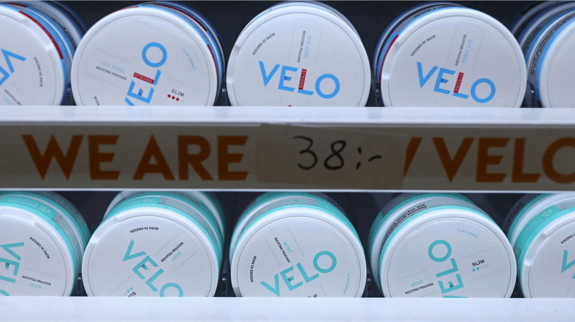 Velo snus (snuff) in a kiosk (store).