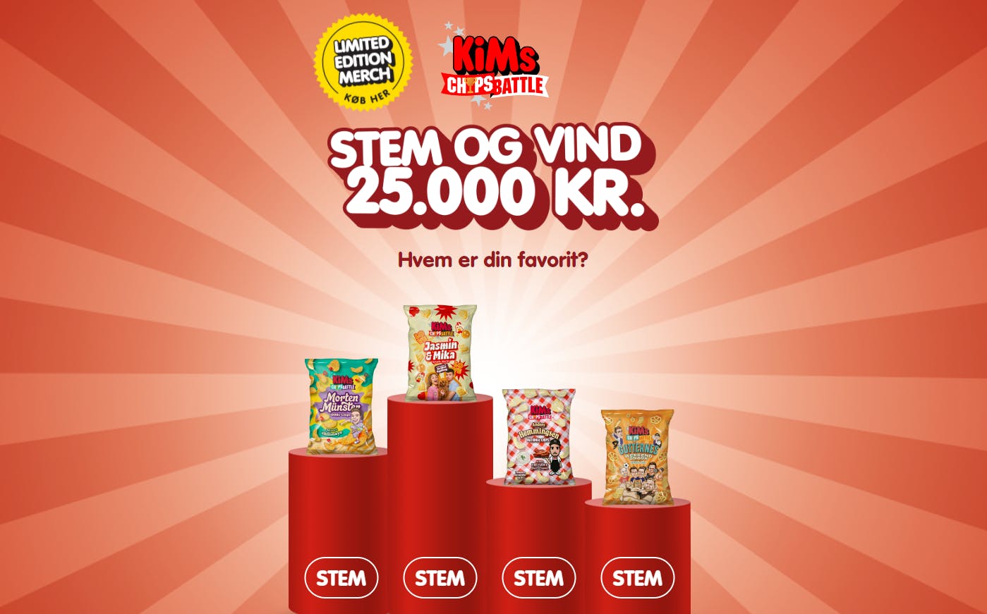 Man kan på KiMs hjemmeside stemme på, hvilken pose chips der smager bedst.