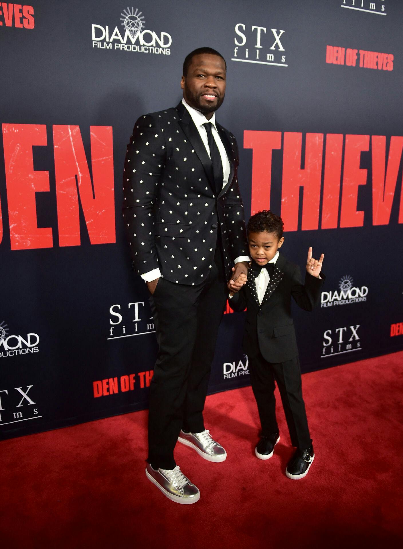 Curtis "50 Cent" Jackson med sønnen Sire i 2018.