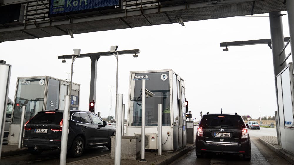 Der bliver travlt ved betalingsanlægget ved Storebælt i de sidste påskedage, hvor mange fra Sjælland rejser hjem fra Jylland og Fyn. (Arkivfoto).