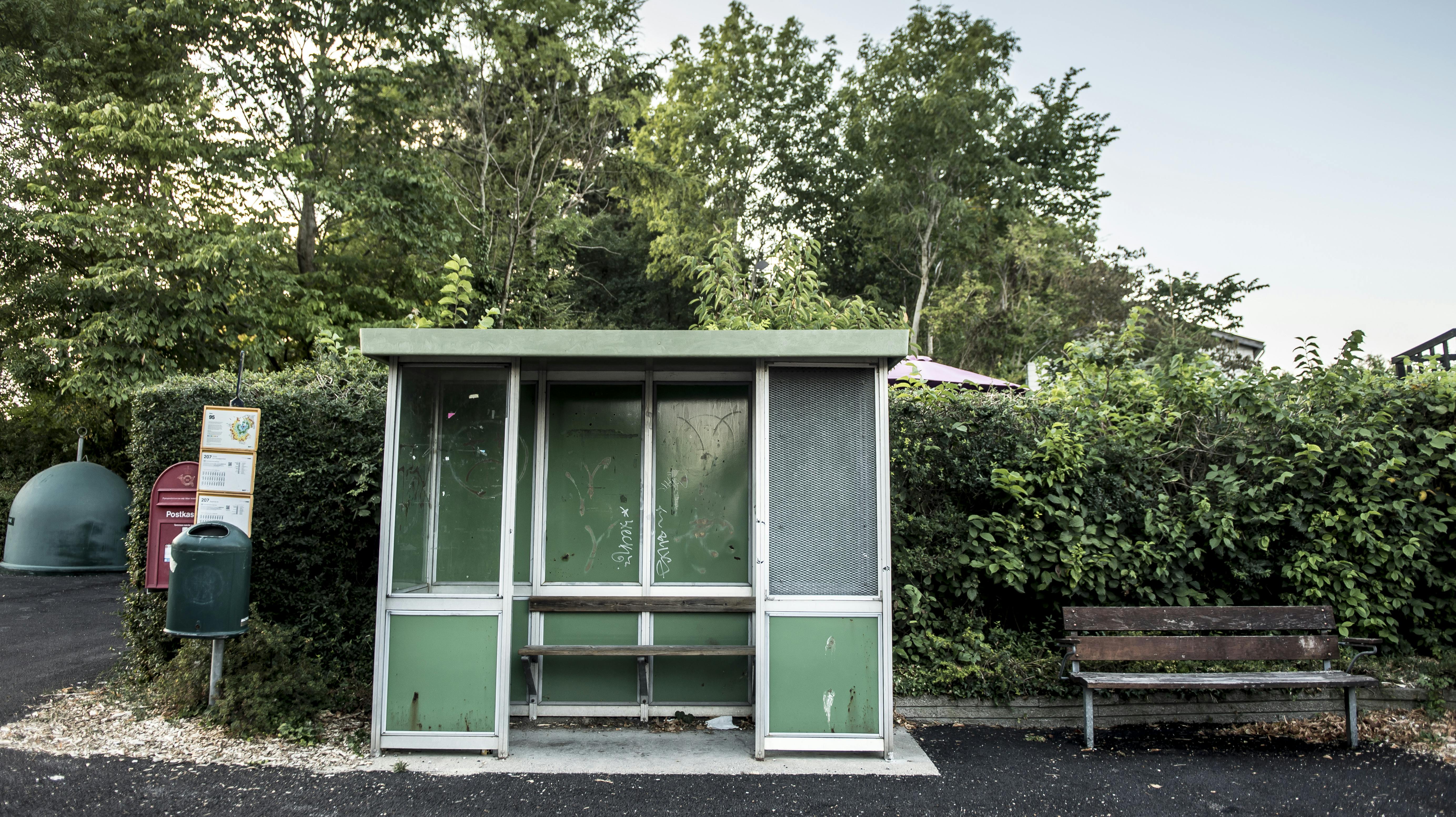 Den 26-årige kørte angiveligt ind i et busskur. Det er ikke dette på billedet.