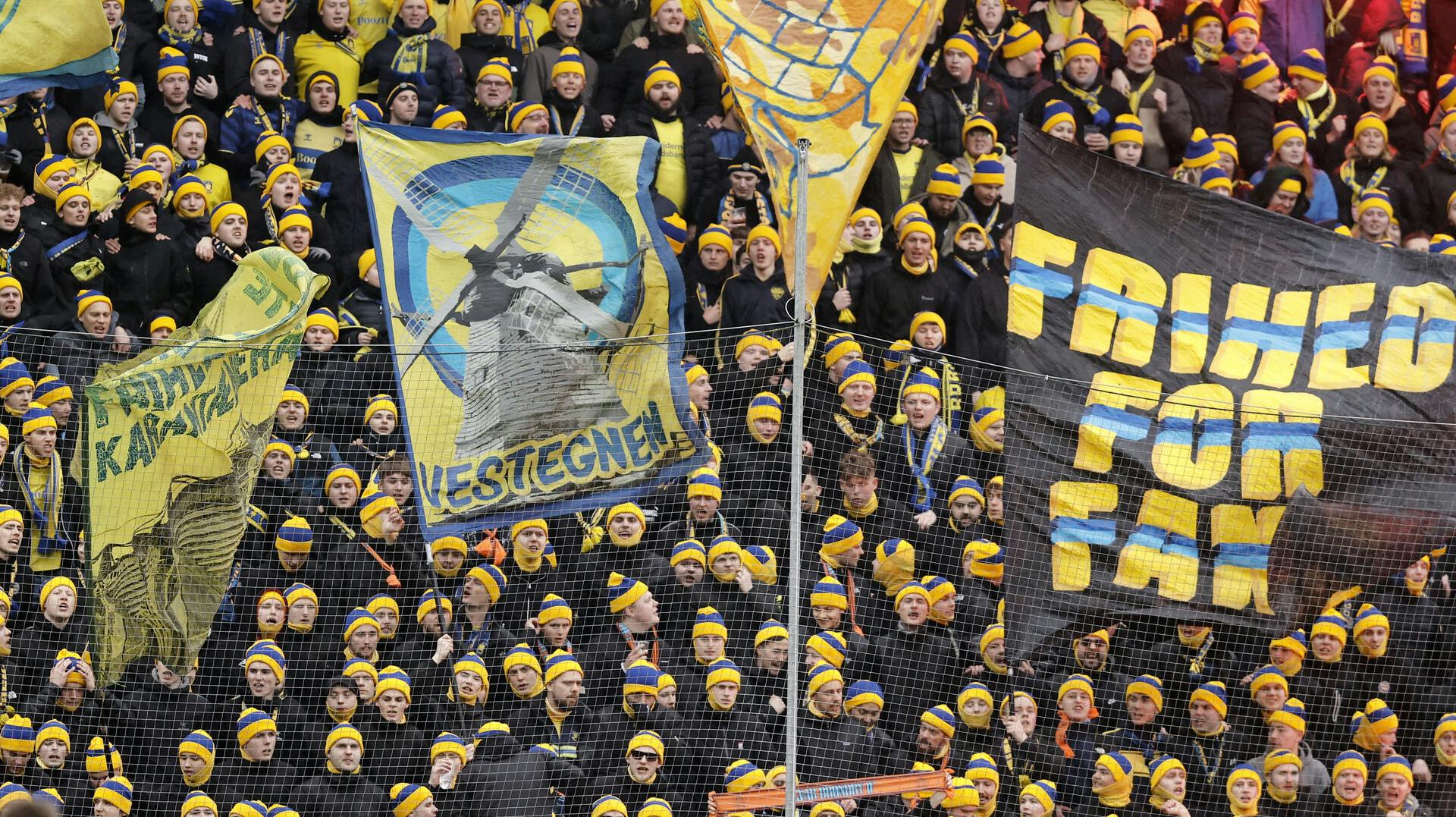 Brøndby-fans under kampen mod OB i februar.