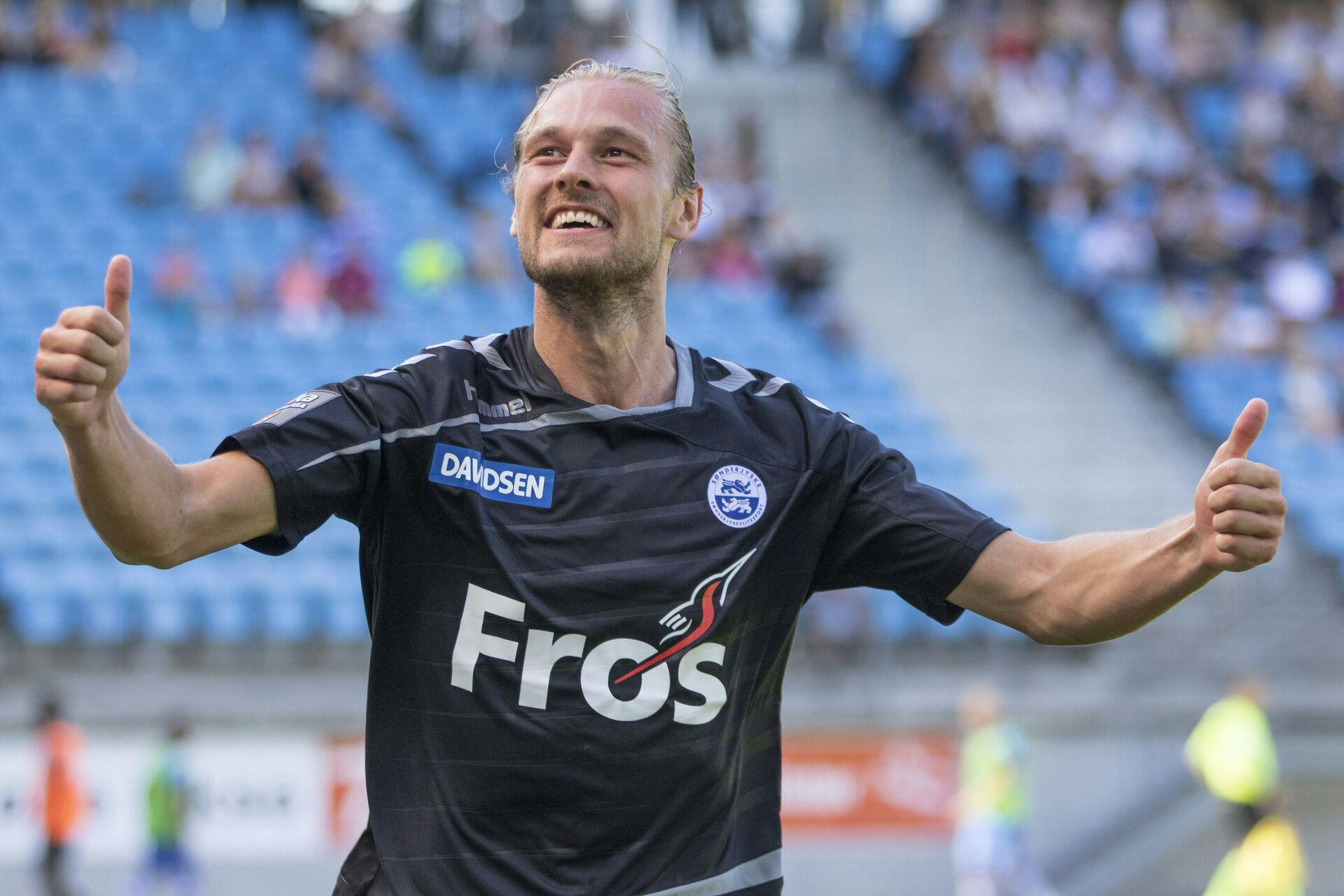 Nicolaj Madsen i SønderjyskE-trøjen i 2015.&nbsp;